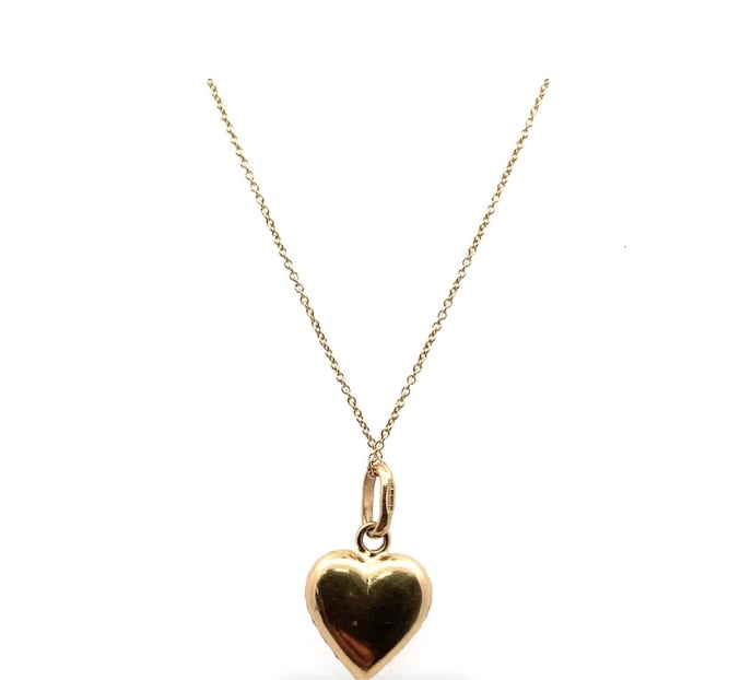 Puffy heart vintage pendant yellow gold - Image 5