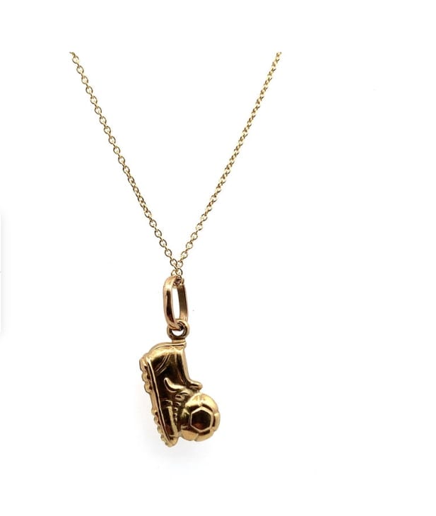 Soccer boot football pendant necklace yellow gold - Image 4