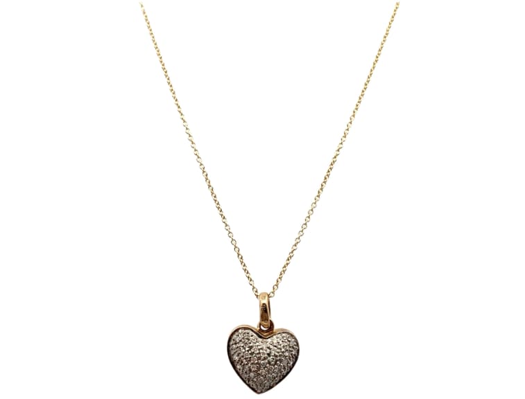 Diamond heart pendant necklace yellow gold