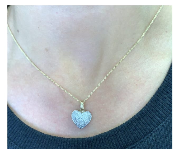 Diamond heart pendant necklace yellow gold - Image 3