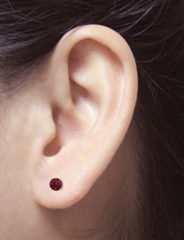 Ruby stud earrings yellow gold