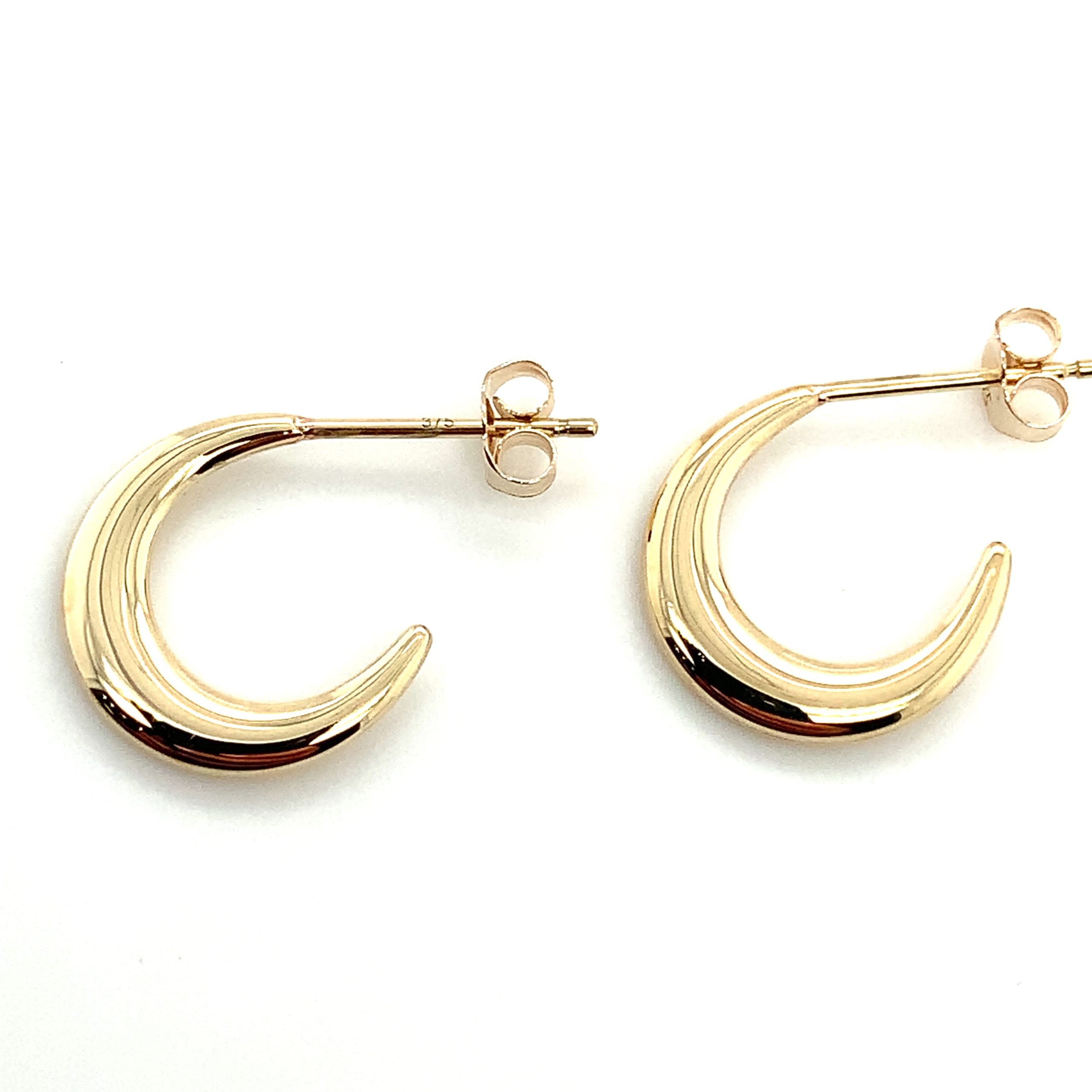 Crescent moon hoop earrings 9k yellow gold - Image 6