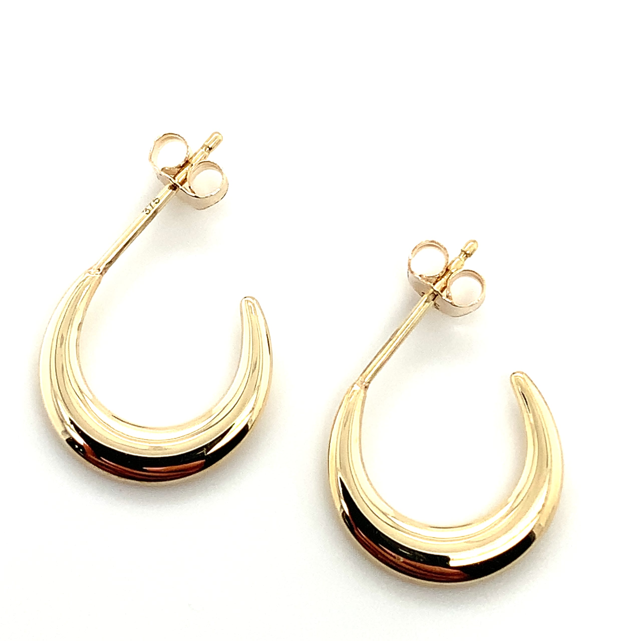 Crescent moon hoop earrings 9k yellow gold