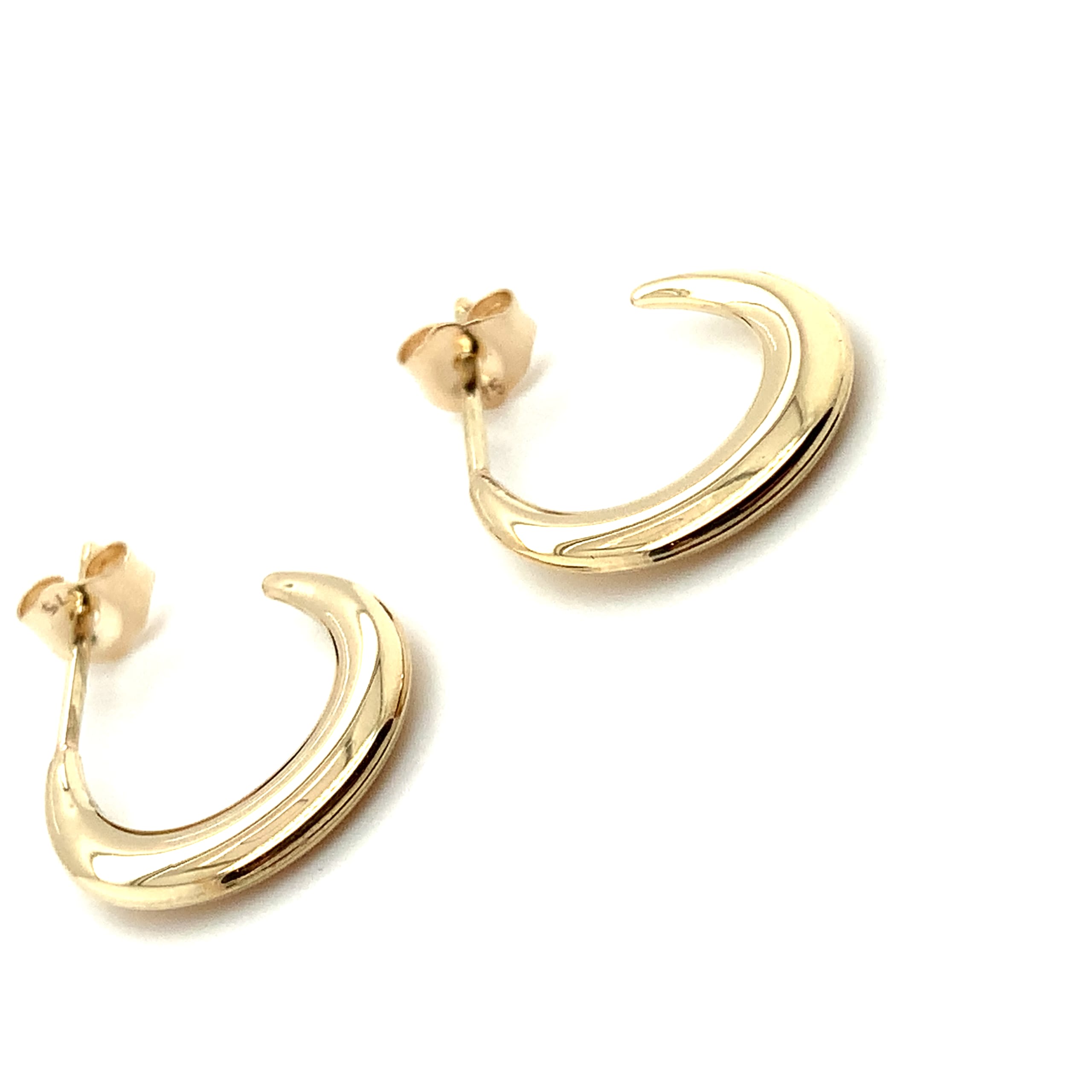 Crescent moon hoop earrings 9k yellow gold - Image 2