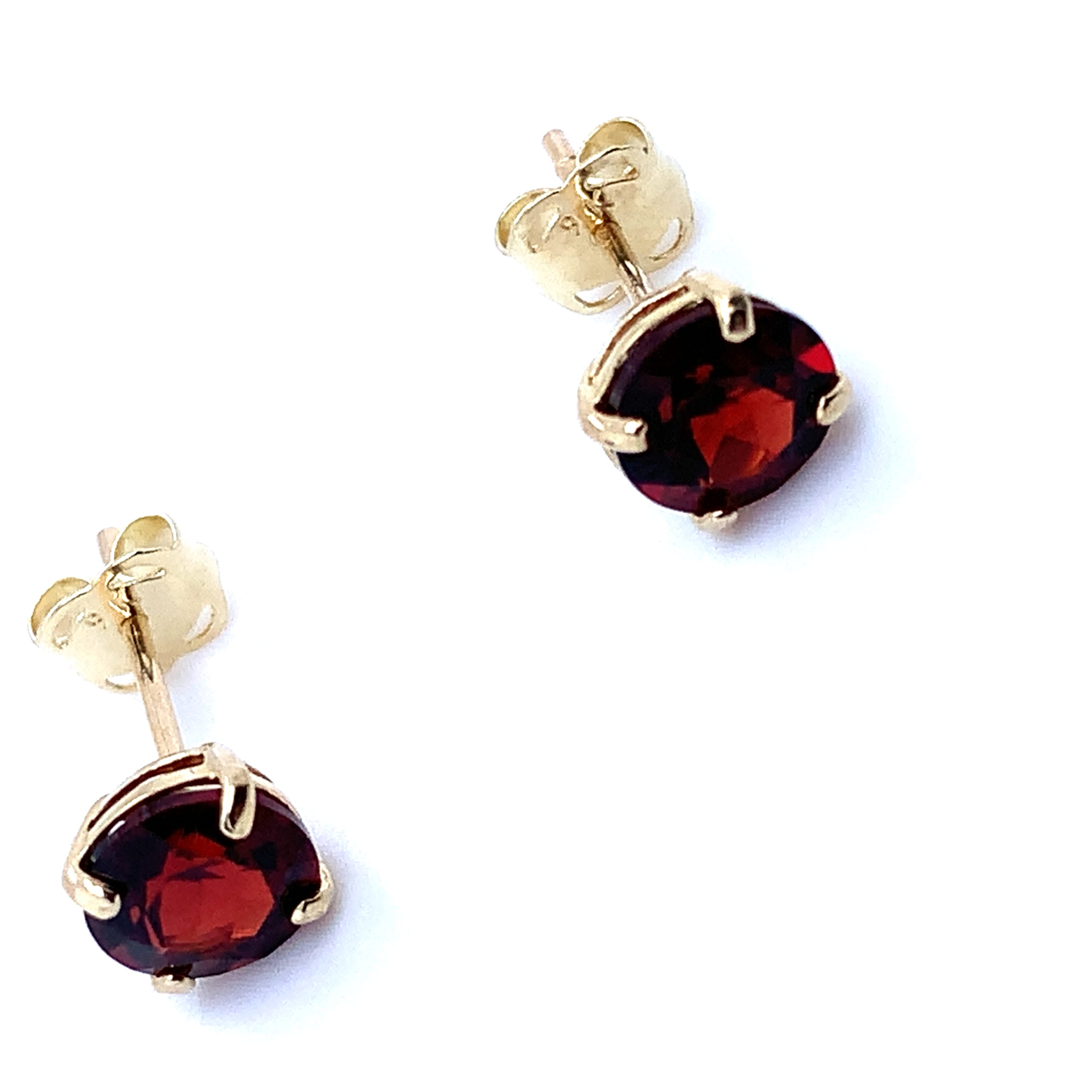Garnet stud earrings yellow gold - Image 7