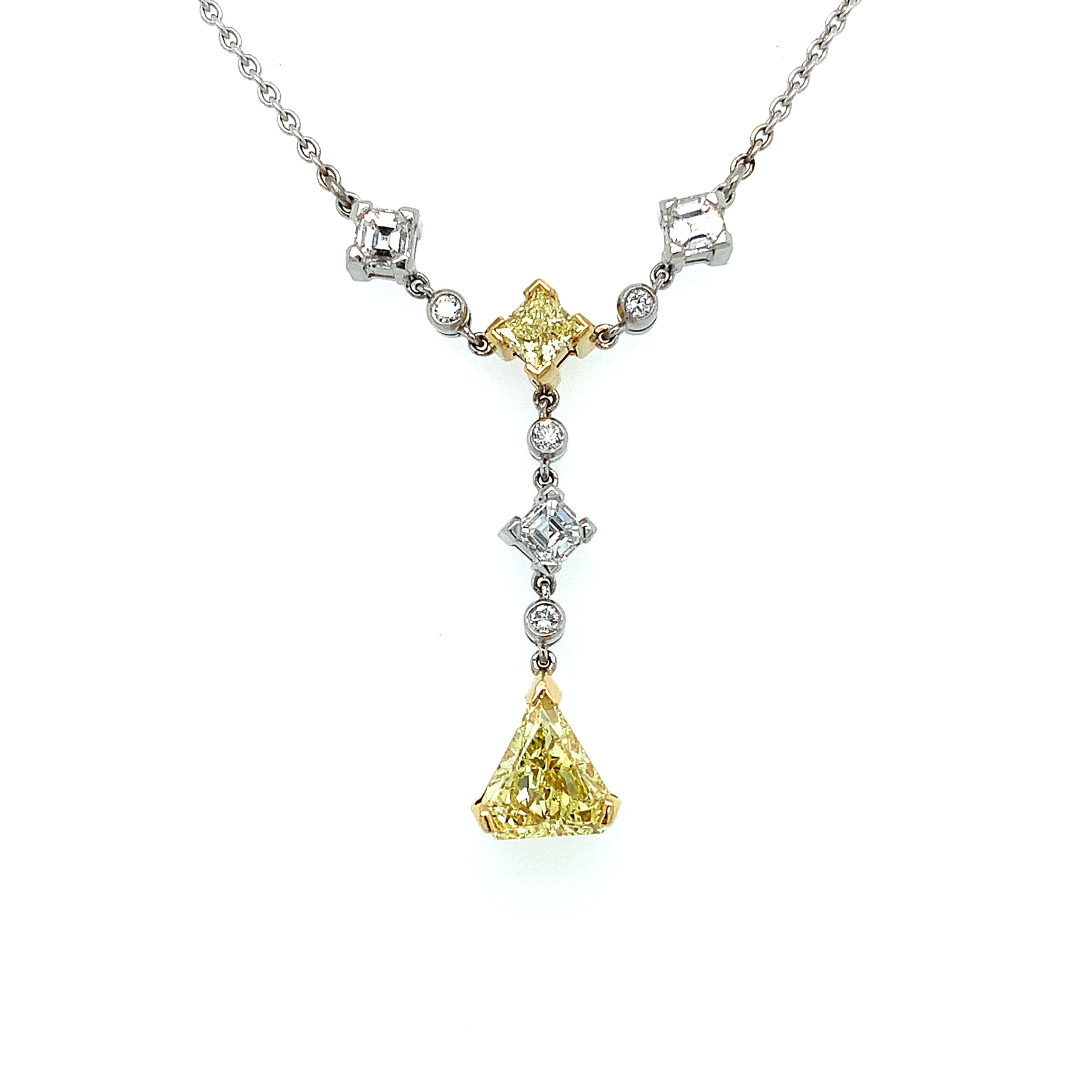 Fancy Yellow Diamond Drop Pendant Necklace Yellow Gold - Image 4