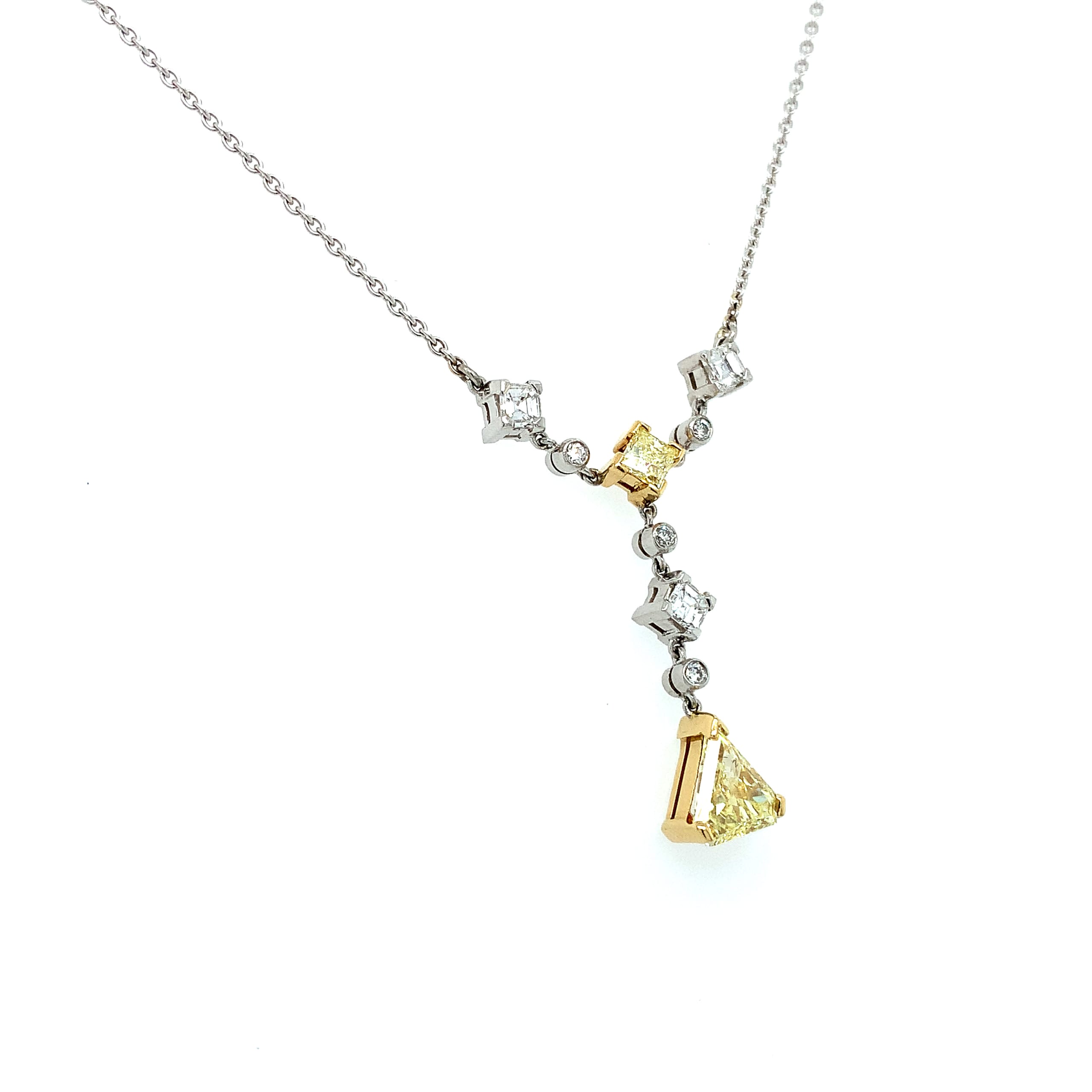 Fancy Yellow Diamond Drop Pendant Necklace Yellow Gold - Image 5