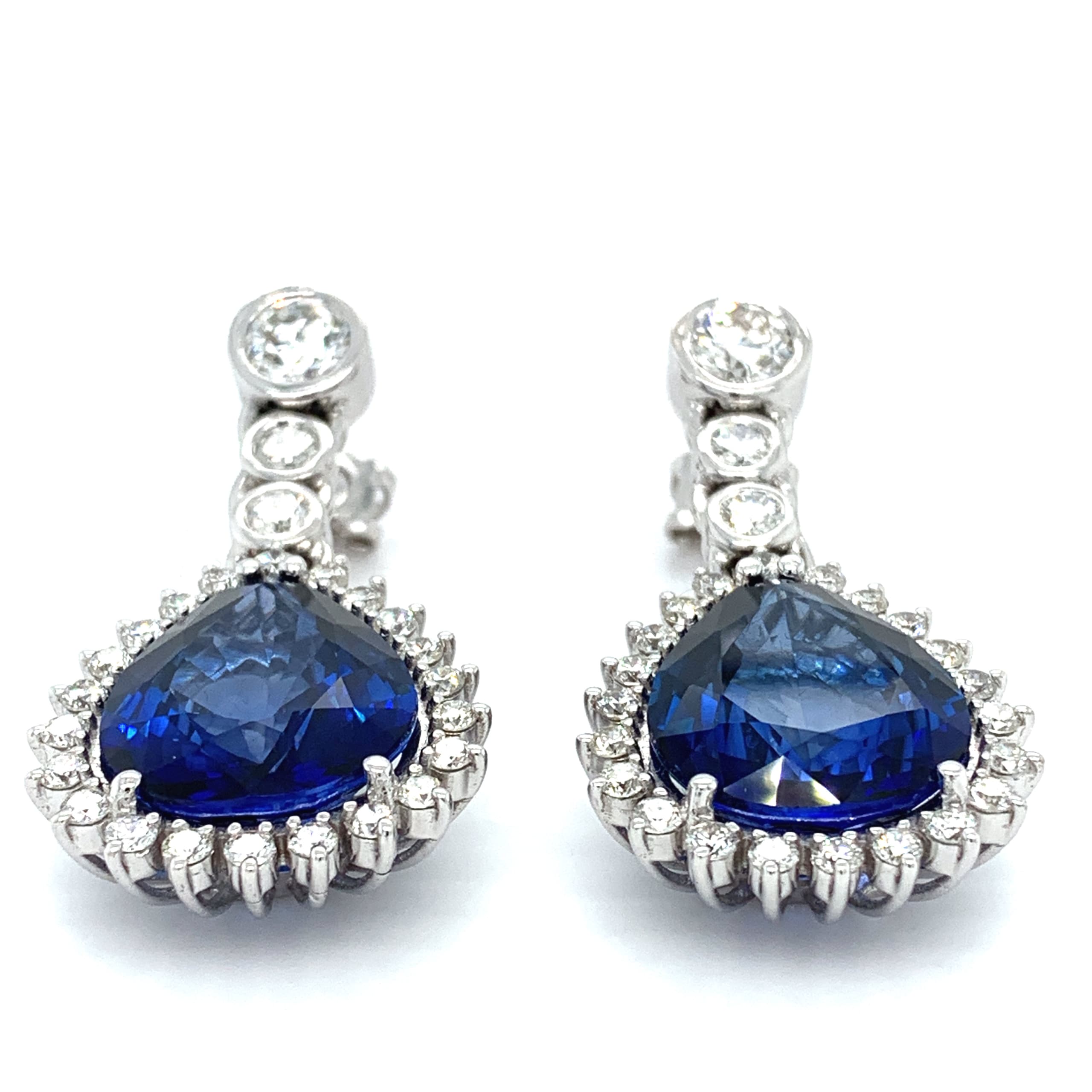 Sapphire and diamond drop necklace 18k white gold - Image 9