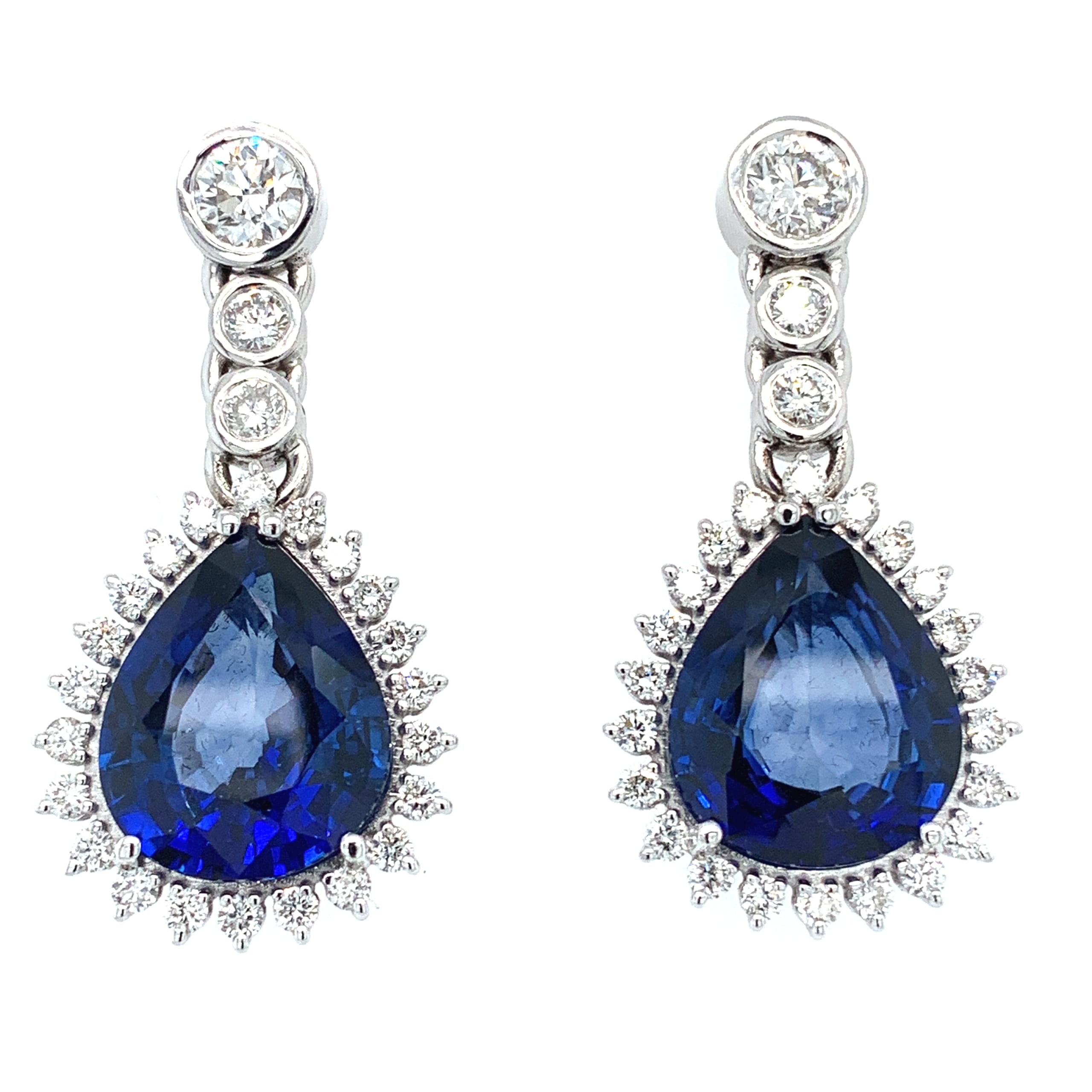 Sapphire and diamond drop necklace 18k white gold - Image 8