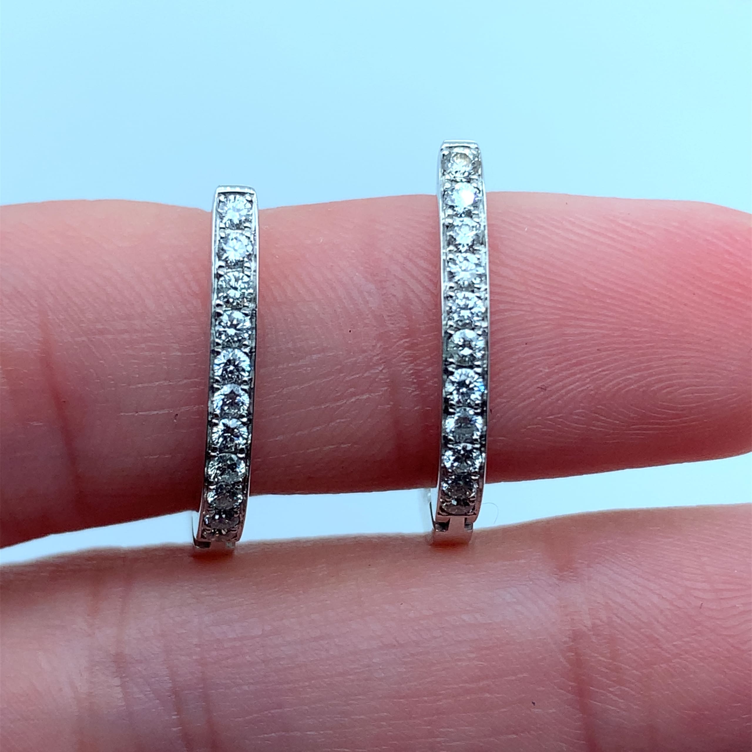 Diamond and pearl art deco detachable drop hoop earrings 18k white gold - Image 6