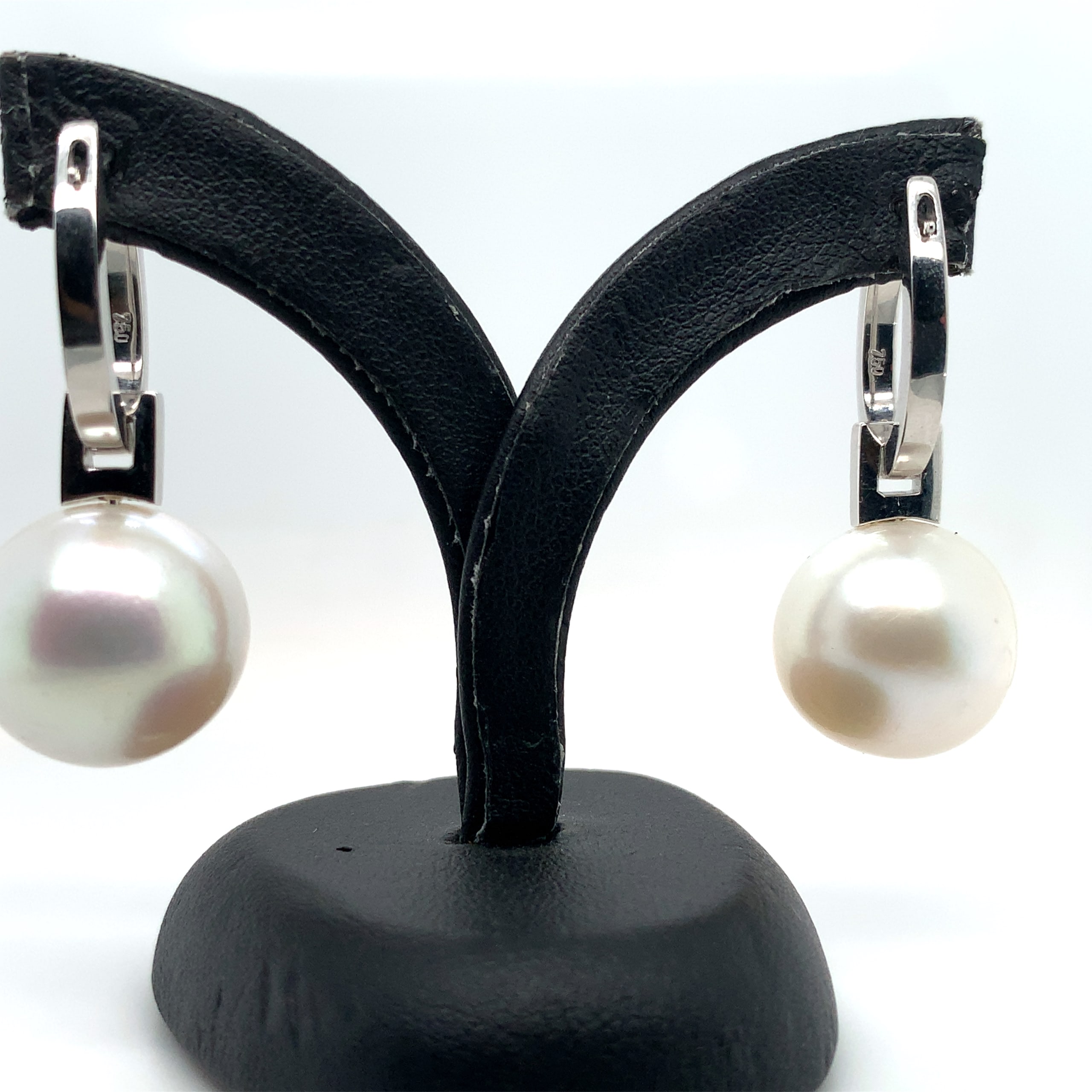Diamond and pearl art deco detachable drop hoop earrings 18k white gold - Image 11