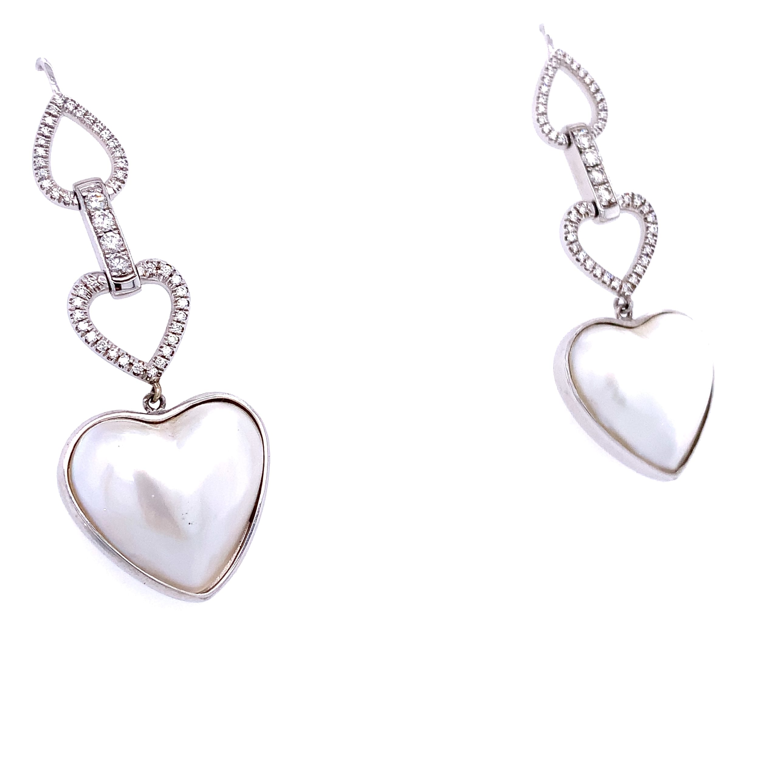 Diamond and pearls art deco earrings 18k white gold - Image 3