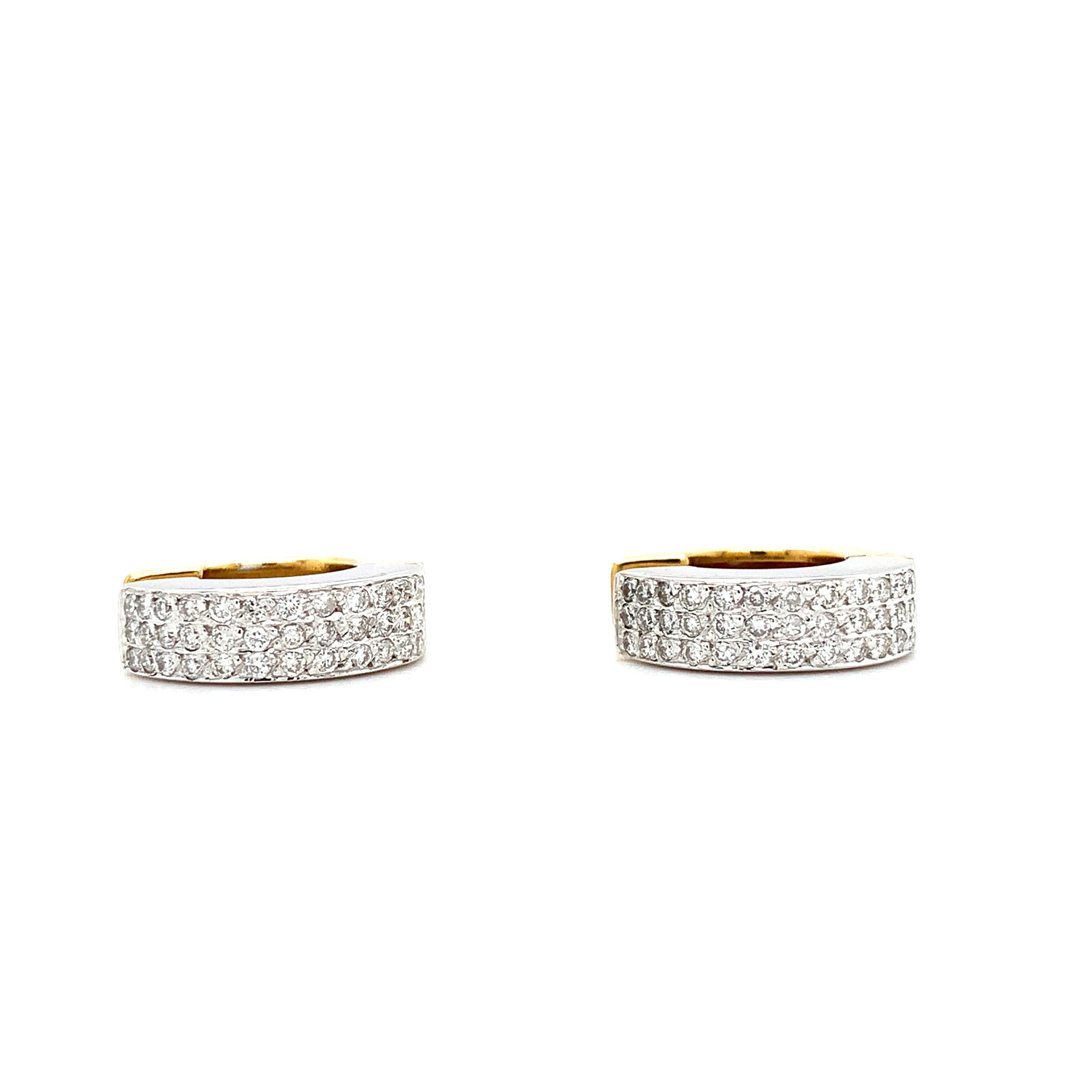 diamond hoop huggie reversible earrings 18k yellow gold