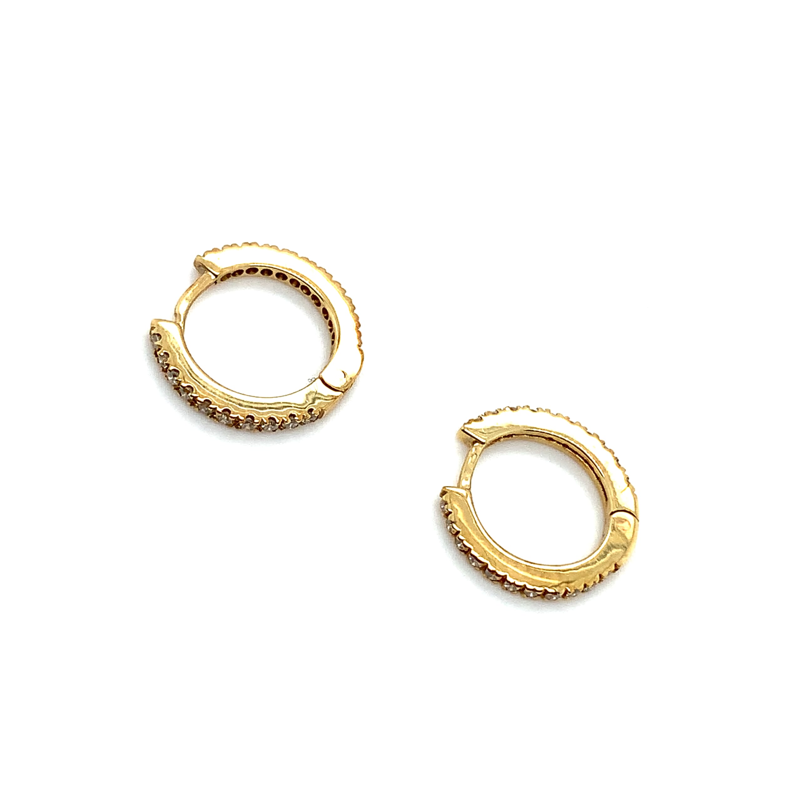 Timeless diamond petite hoop earrings 18k gold pave setting huggie