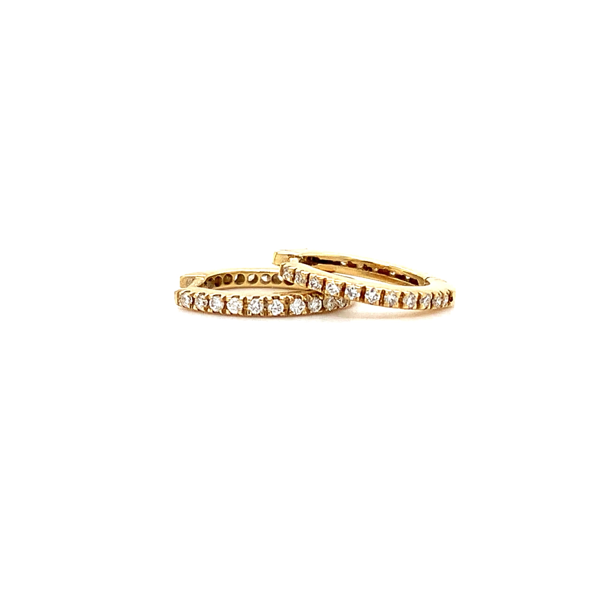 Timeless diamond petite hoop earrings 18k gold pave setting huggie