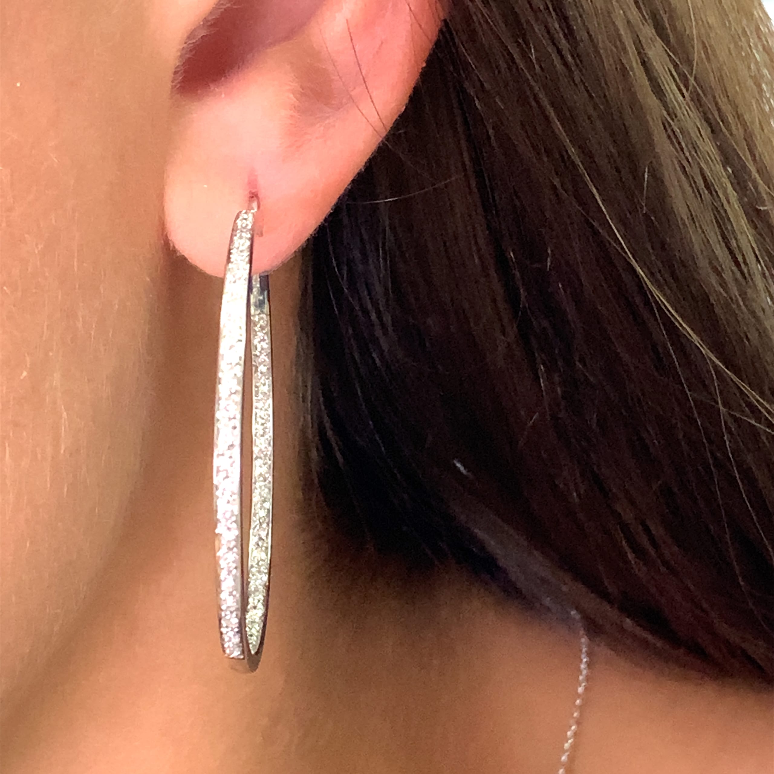 Diamond pave eternity large hoop earrings 18k white gold