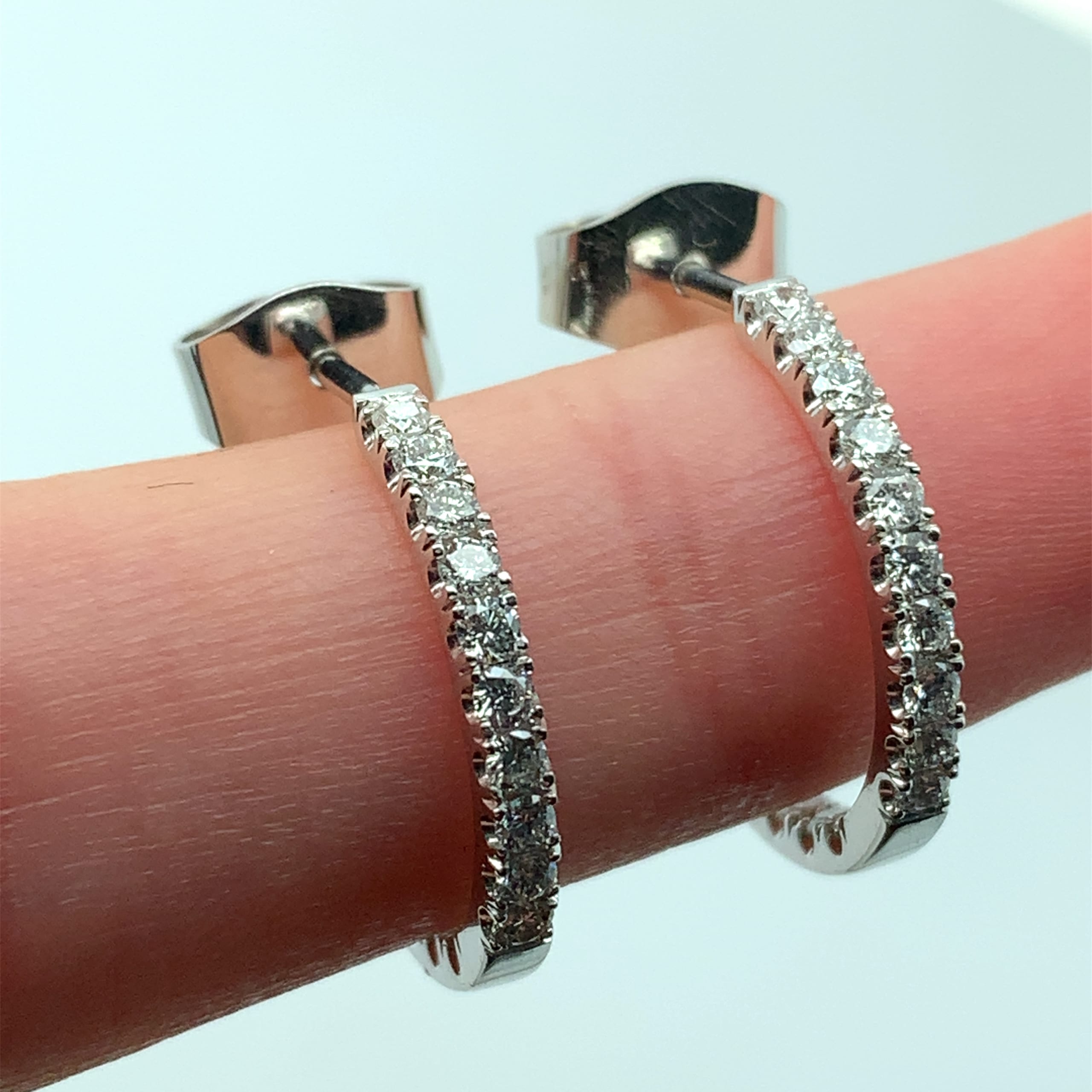 14K Yellow Gold Diamond Hoop Earrings