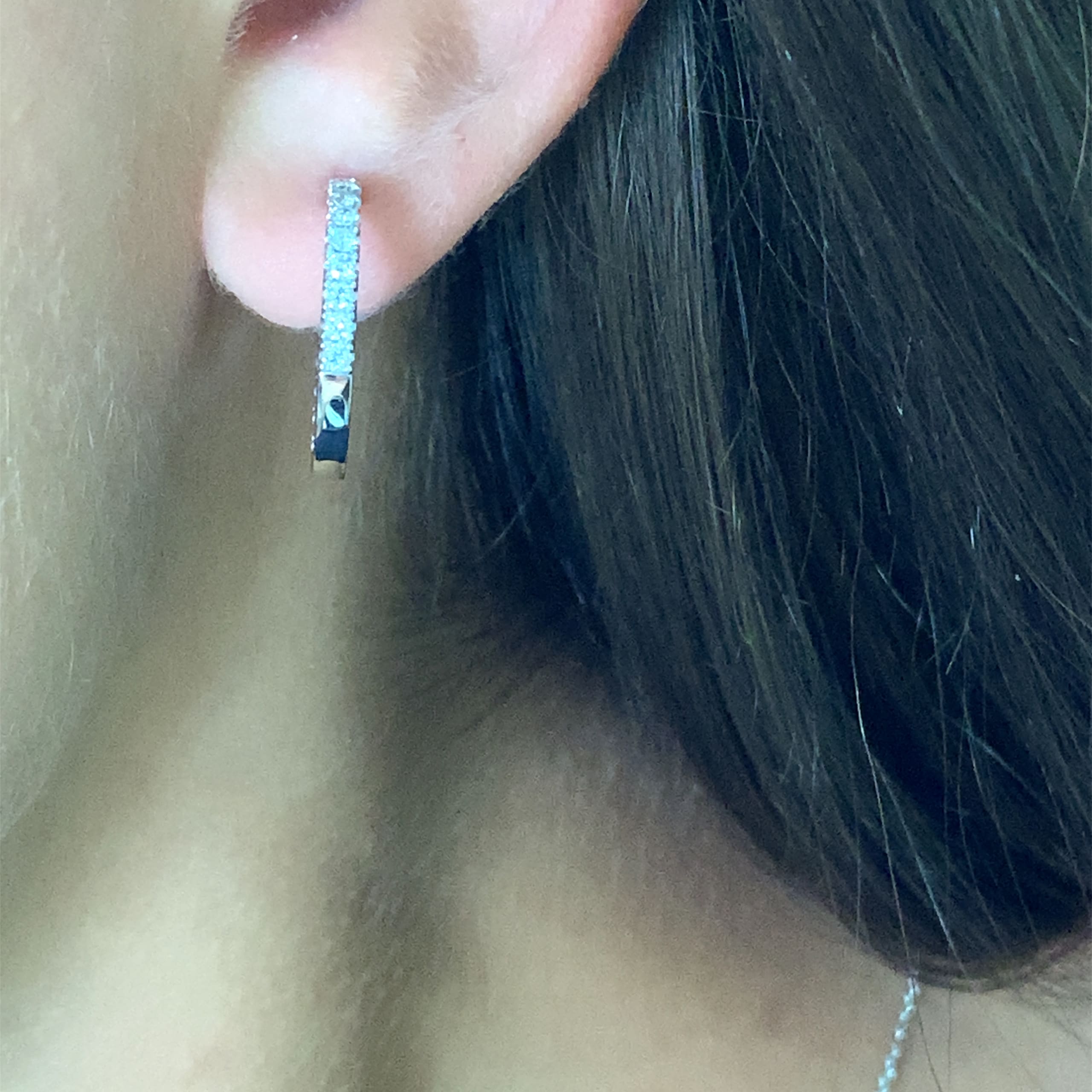 Amellas jewellery London bespoke diamond hoop earrings 18k white gold made in London