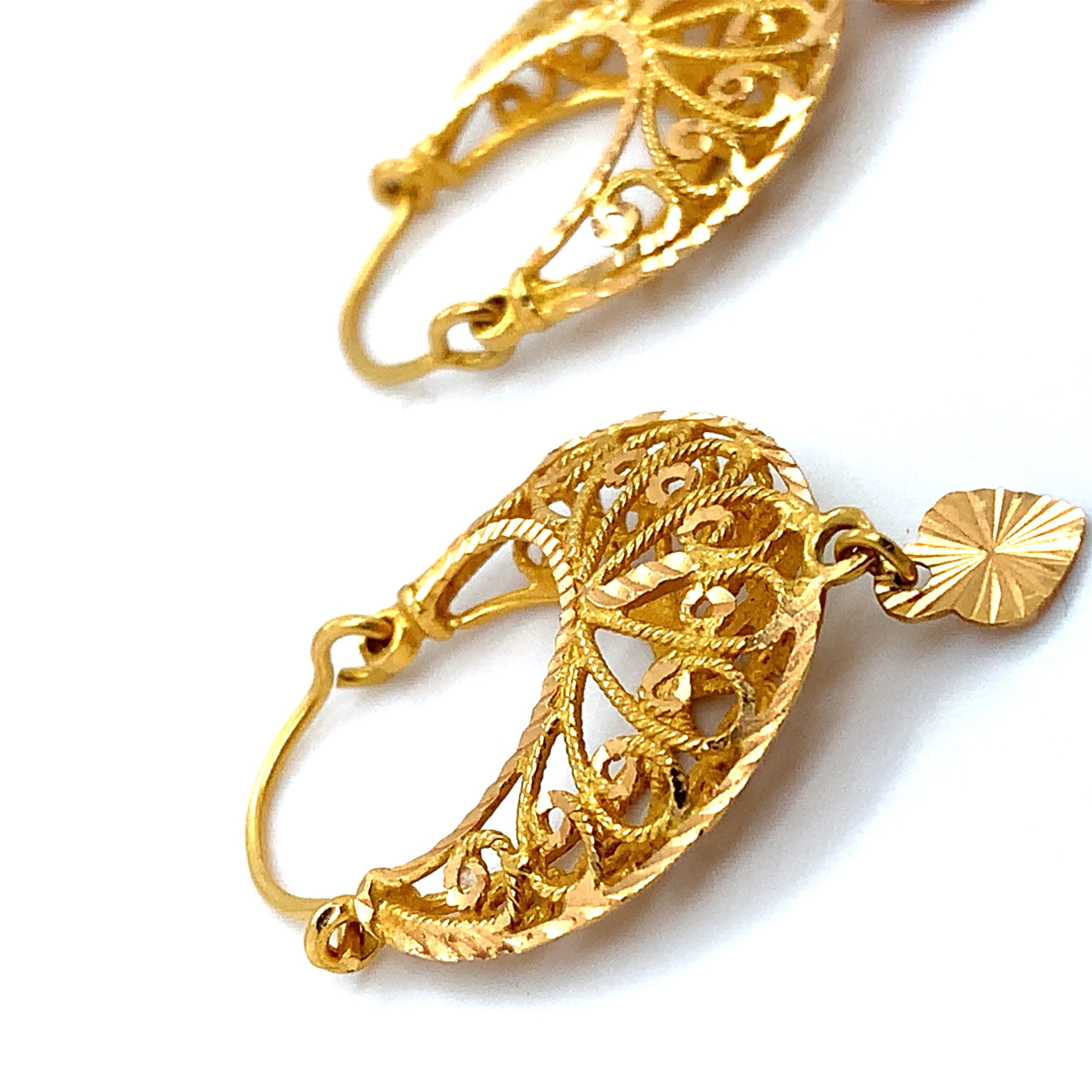 Art deco half moon drop earrings 18k yellow gold - Image 8