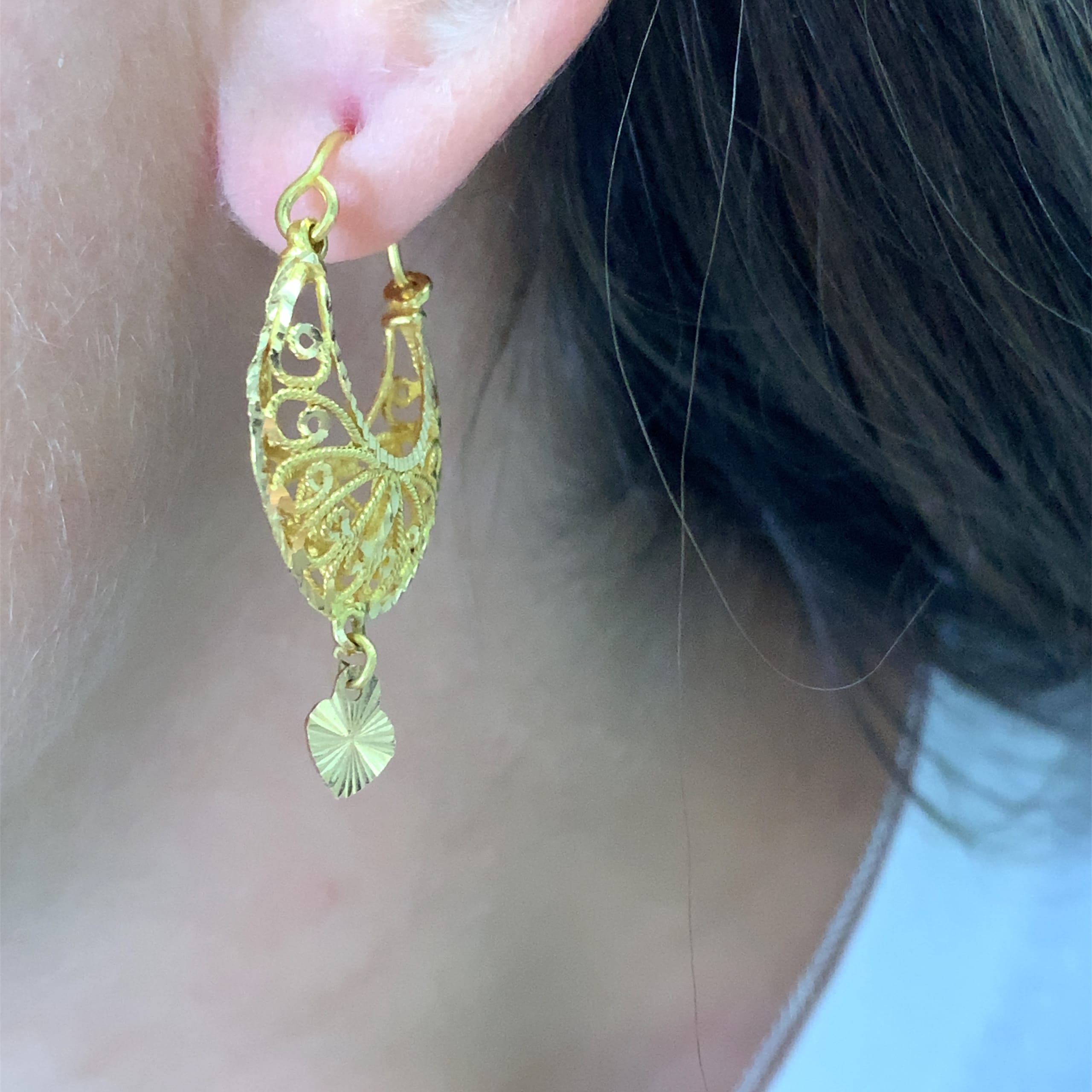 Art deco half moon drop earrings 18k yellow gold - Image 4
