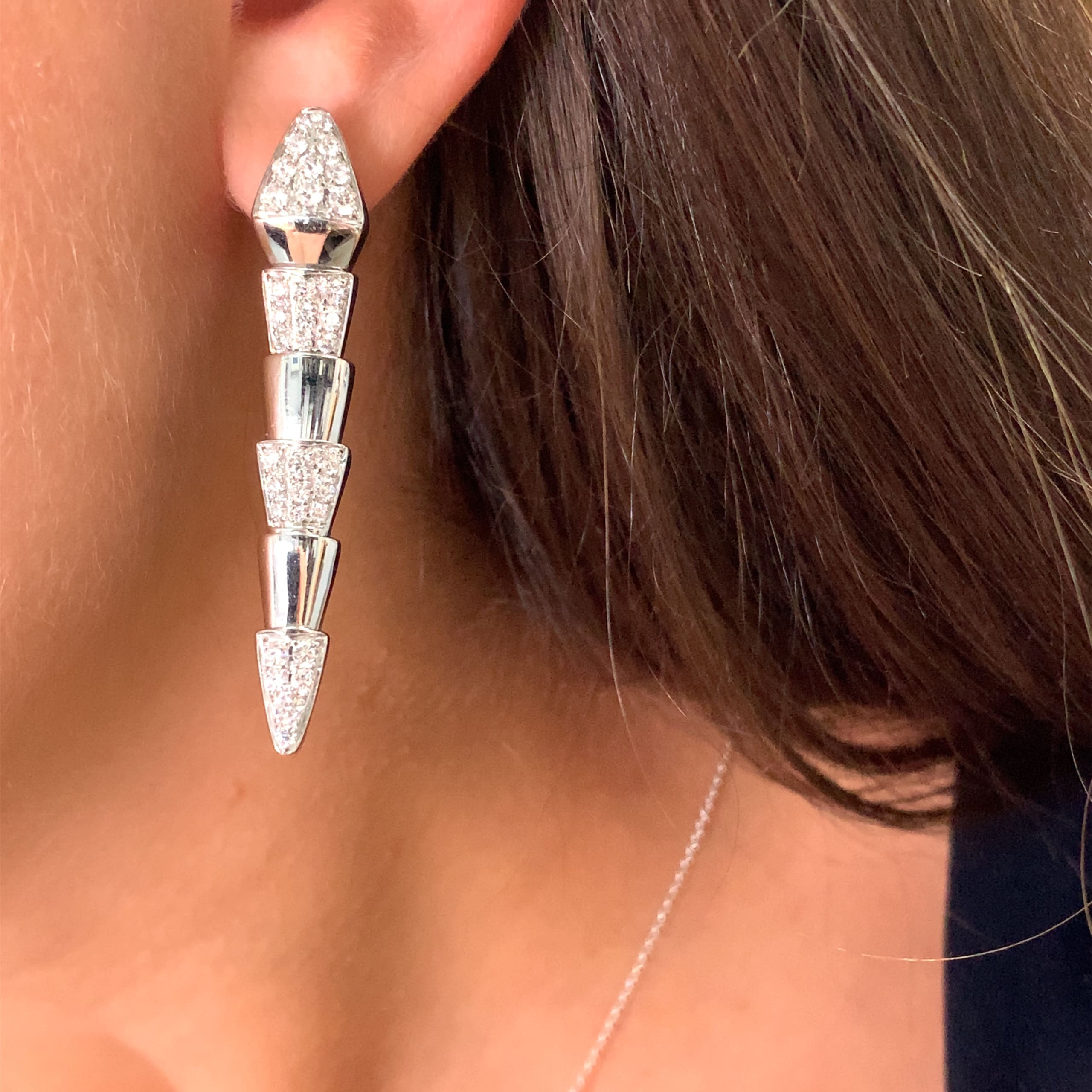 Amellas diamond snake serpentine drop earrings