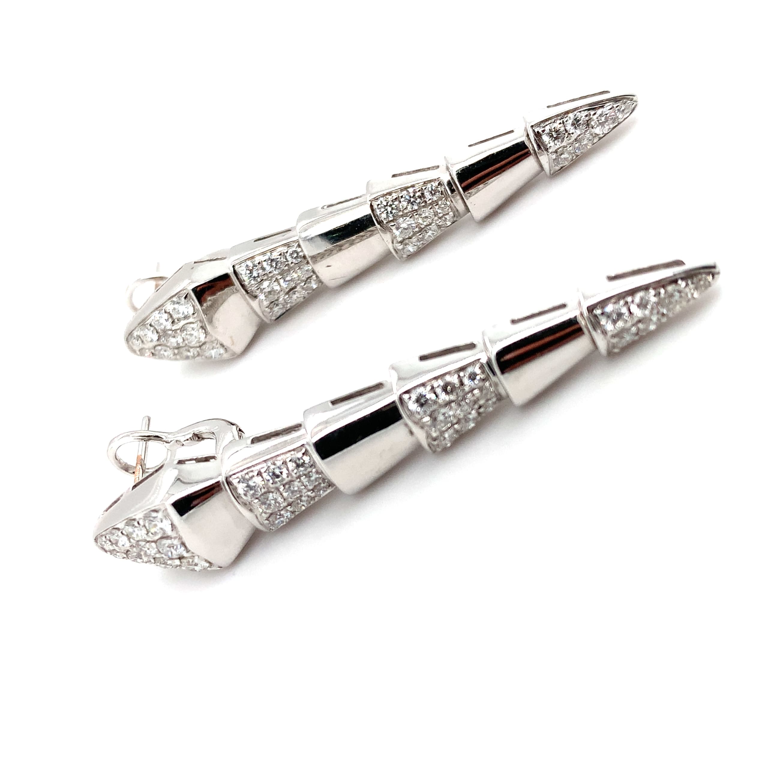 Amellas diamond snake serpentine drop earrings