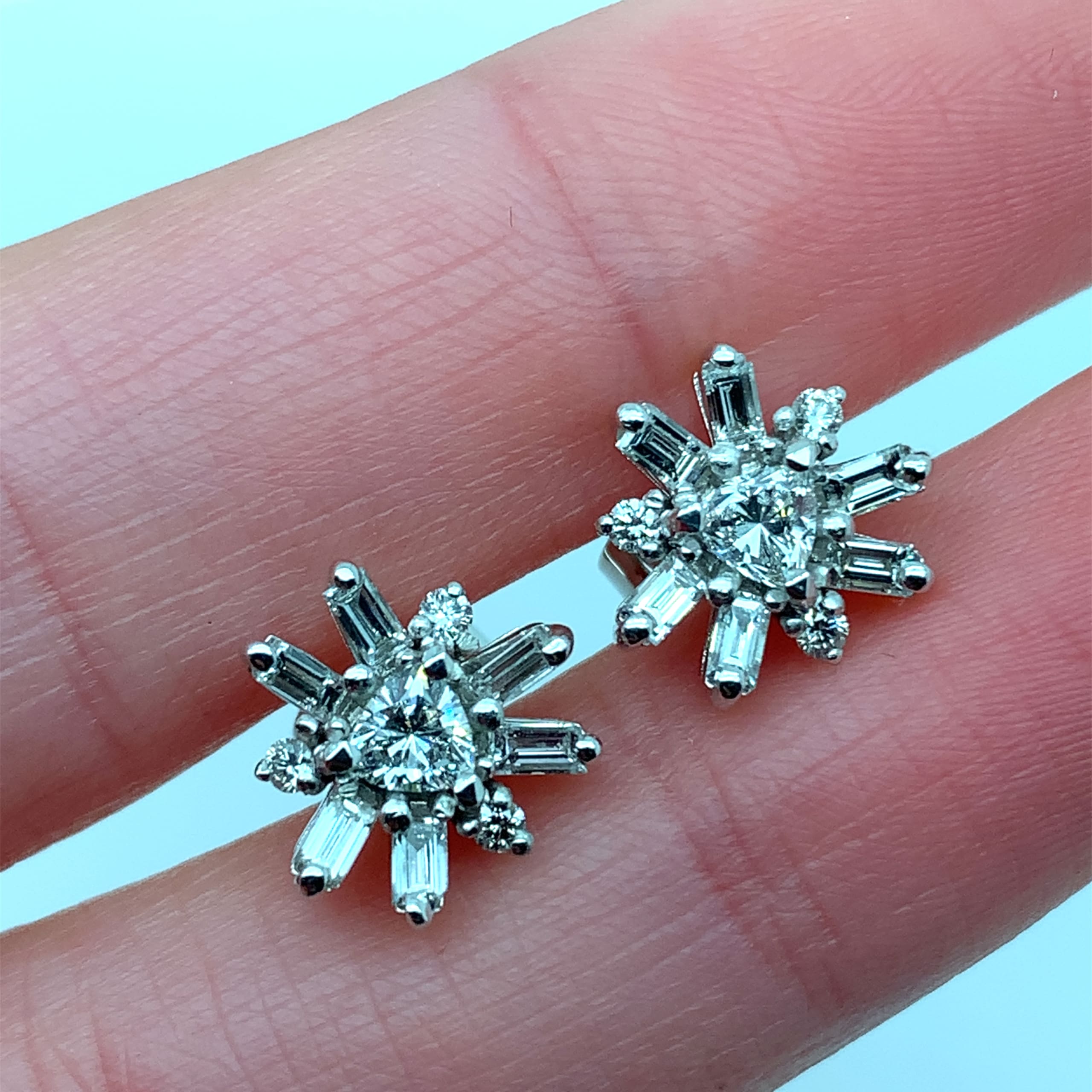 Amellas baguette diamond stud earrings 18k white gold