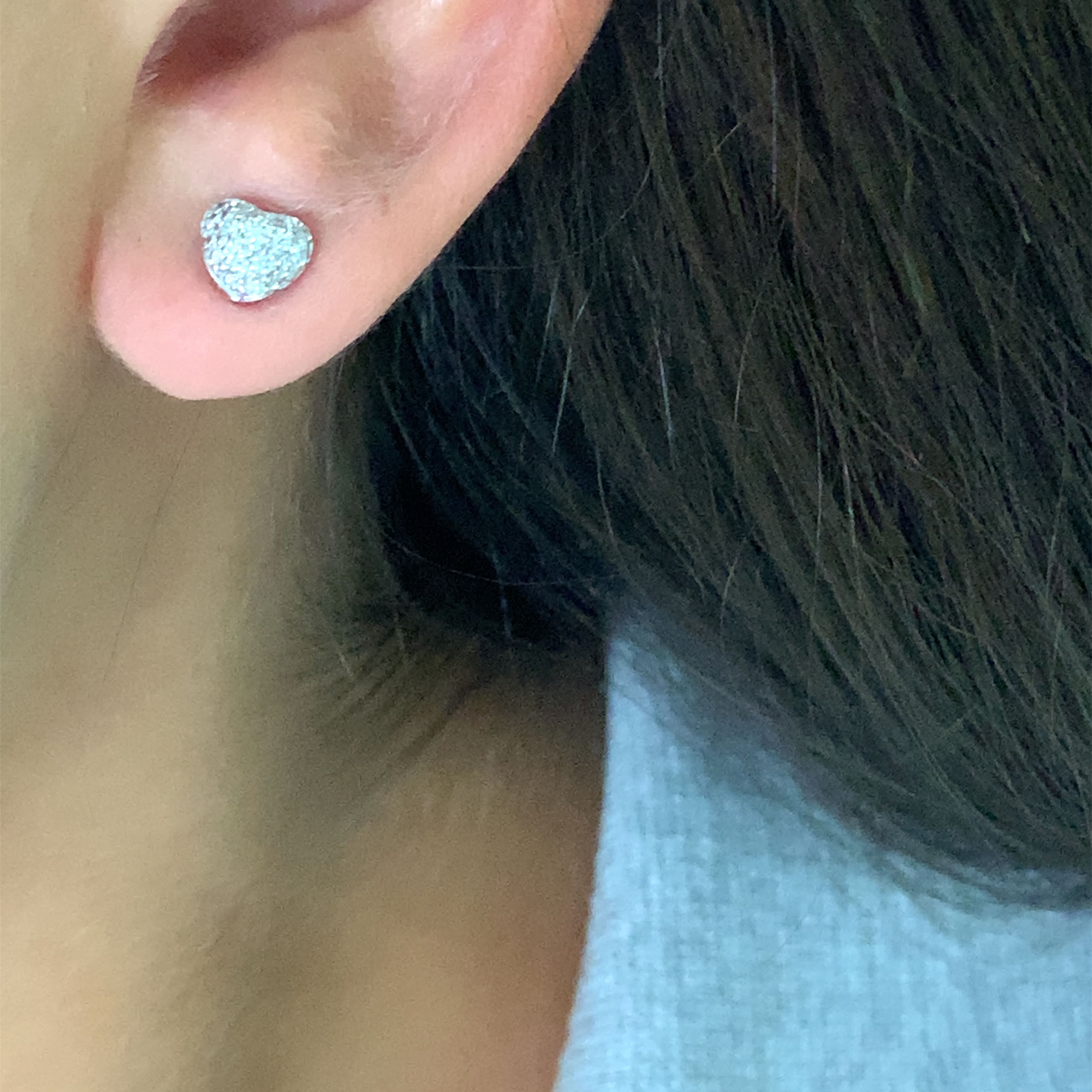 diamond heart illusion stud earrings 18k white gold