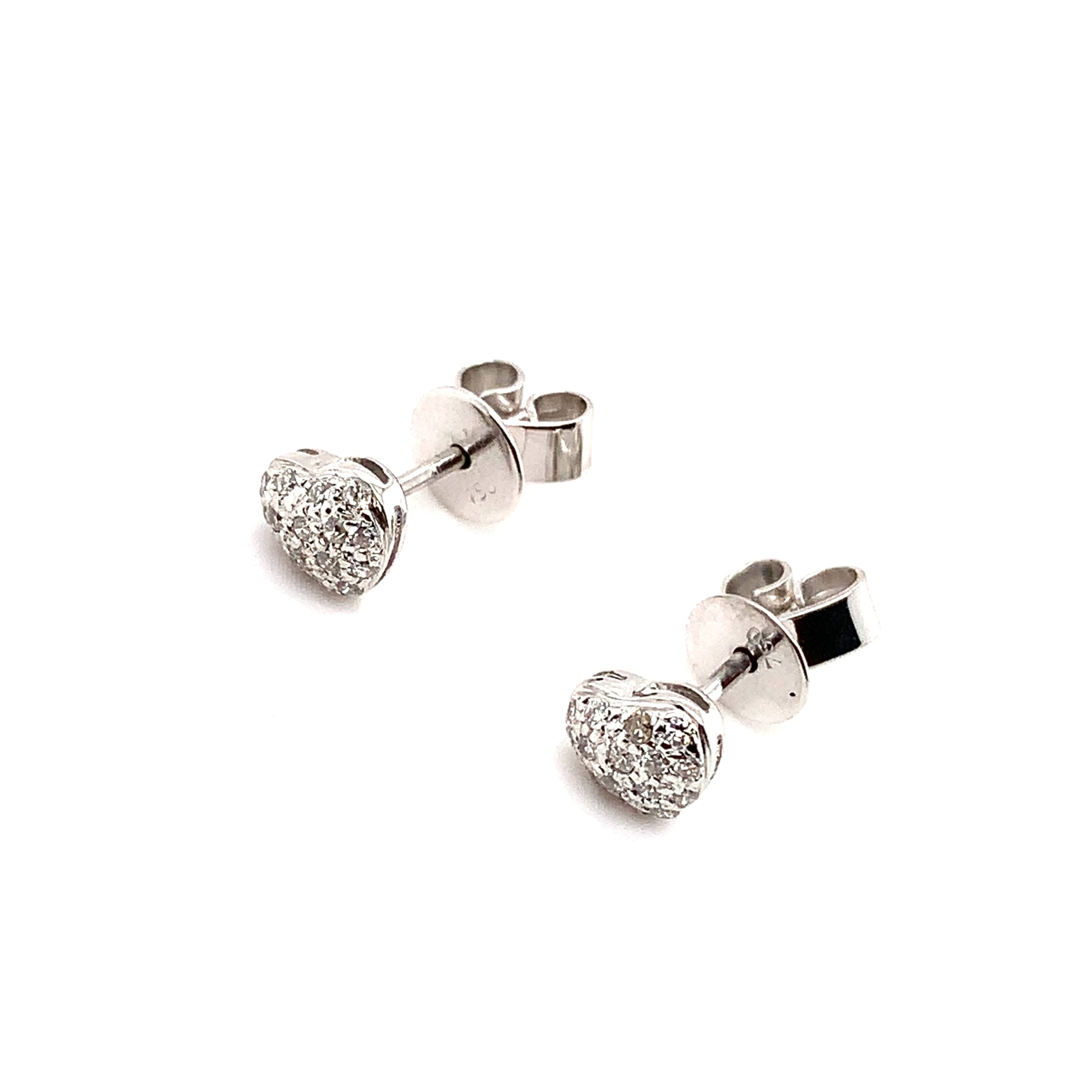 Diamond heart stud earrings 18k white gold - Image 5