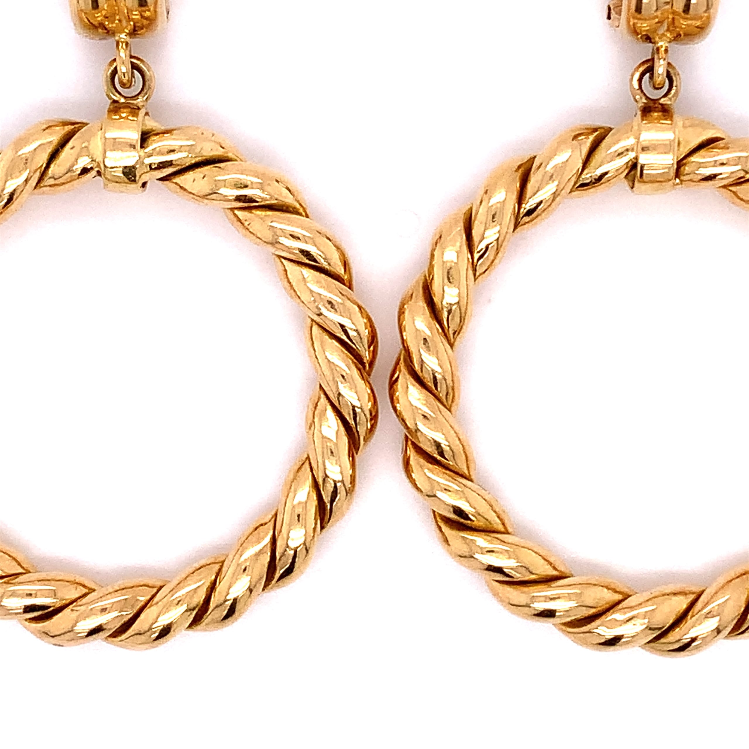 Amellas Italian art deco twisted hoop drop clip on earrings antique