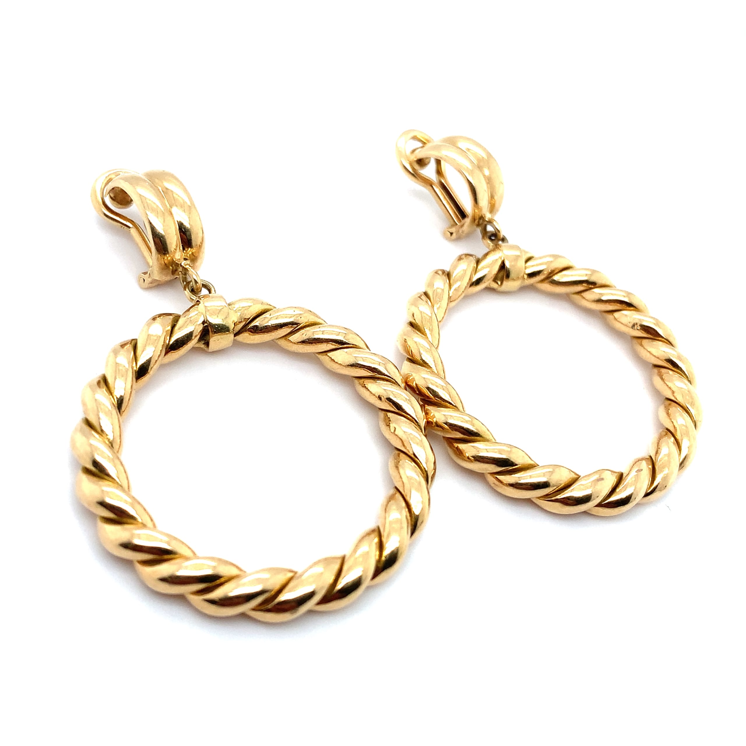 Italian Art deco drop clip on earrings 18k yellow gold - Image 7