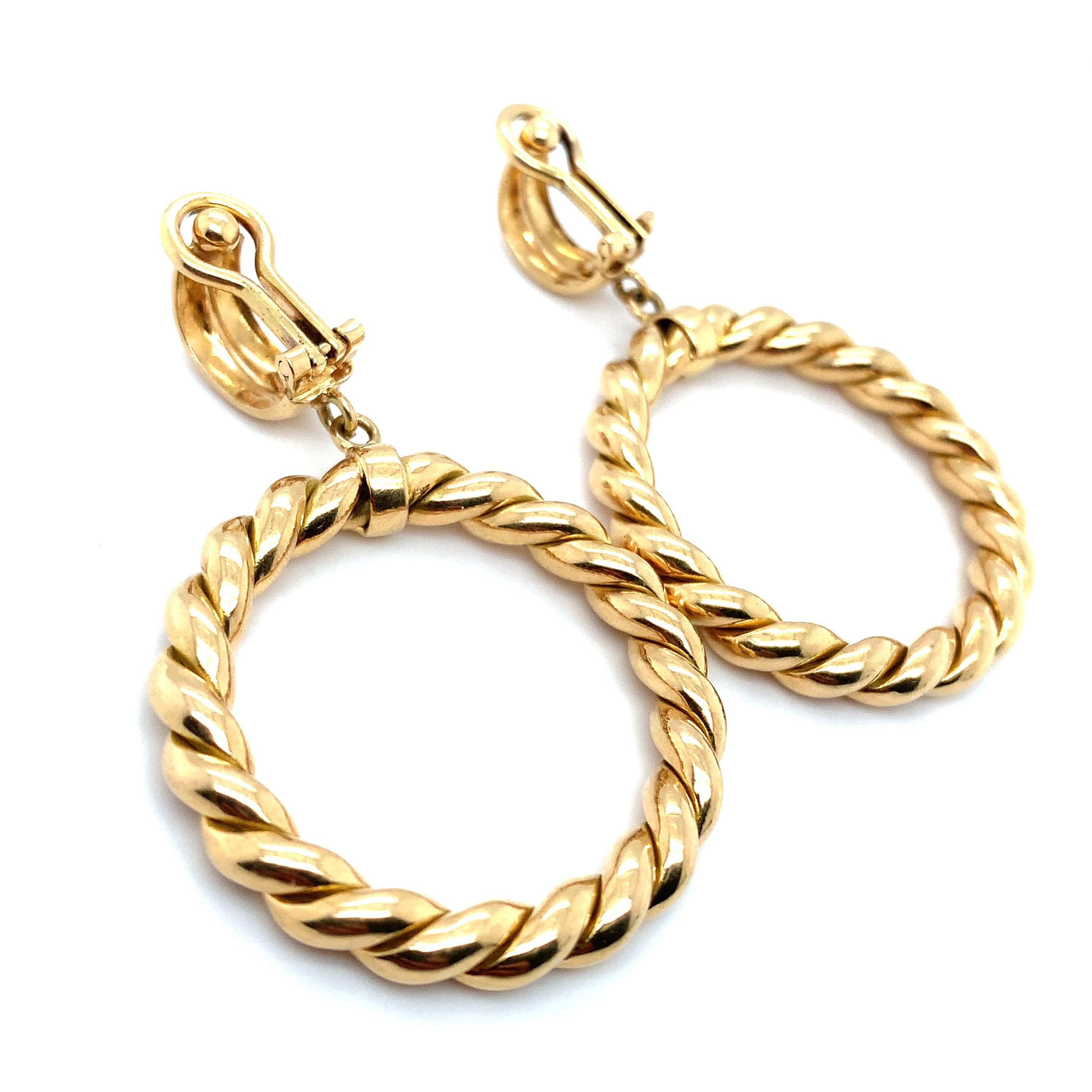 Italian Art deco drop clip on earrings 18k yellow gold - Image 8