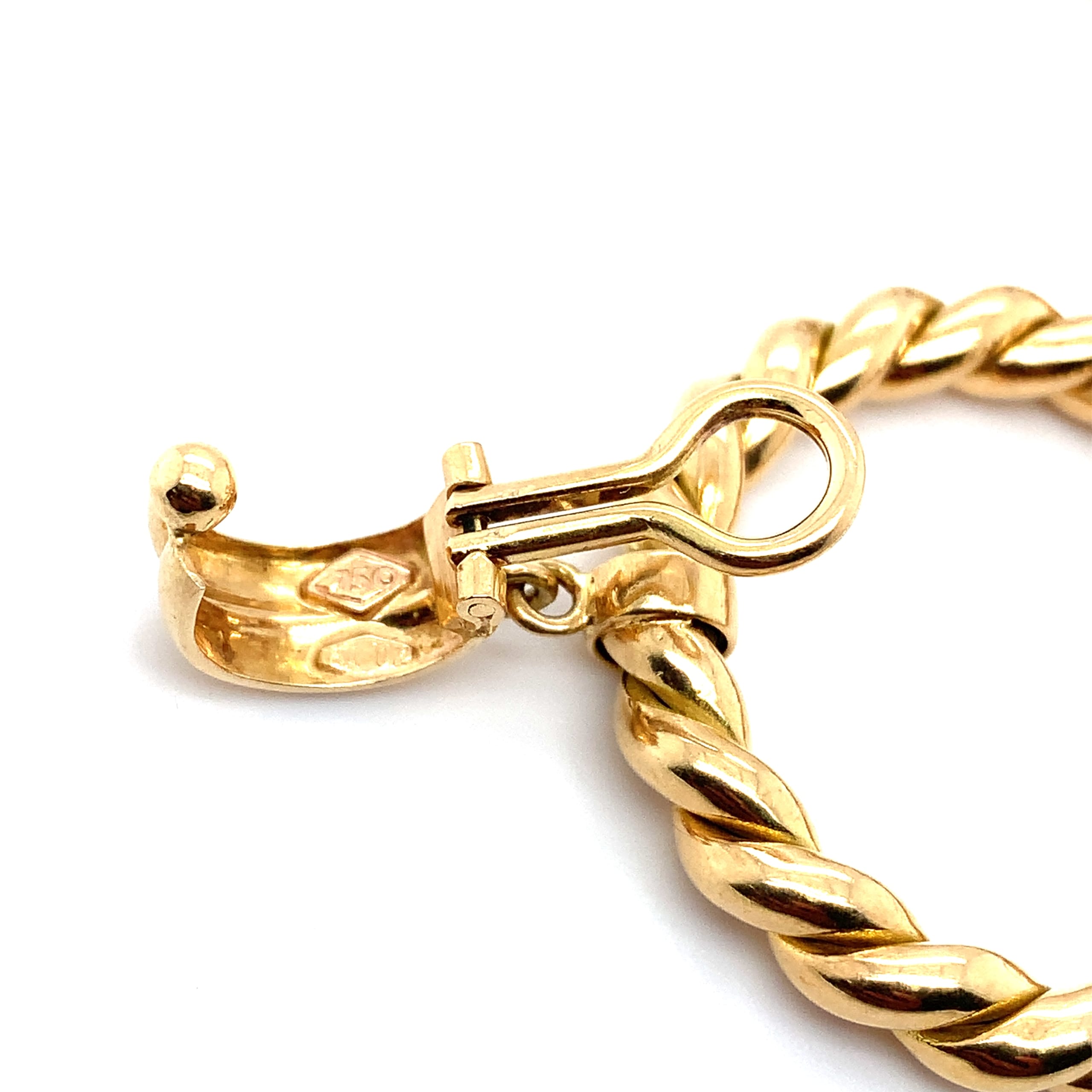 Italian Art deco drop clip on earrings 18k yellow gold - Image 9