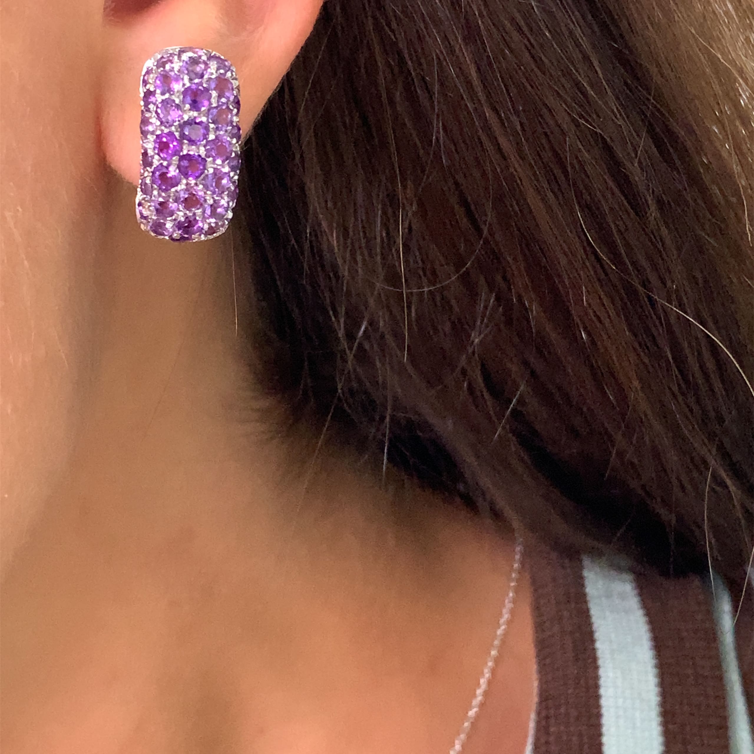 Mouawad Lebanese jewellery amethyst stud earrings 18k white gold