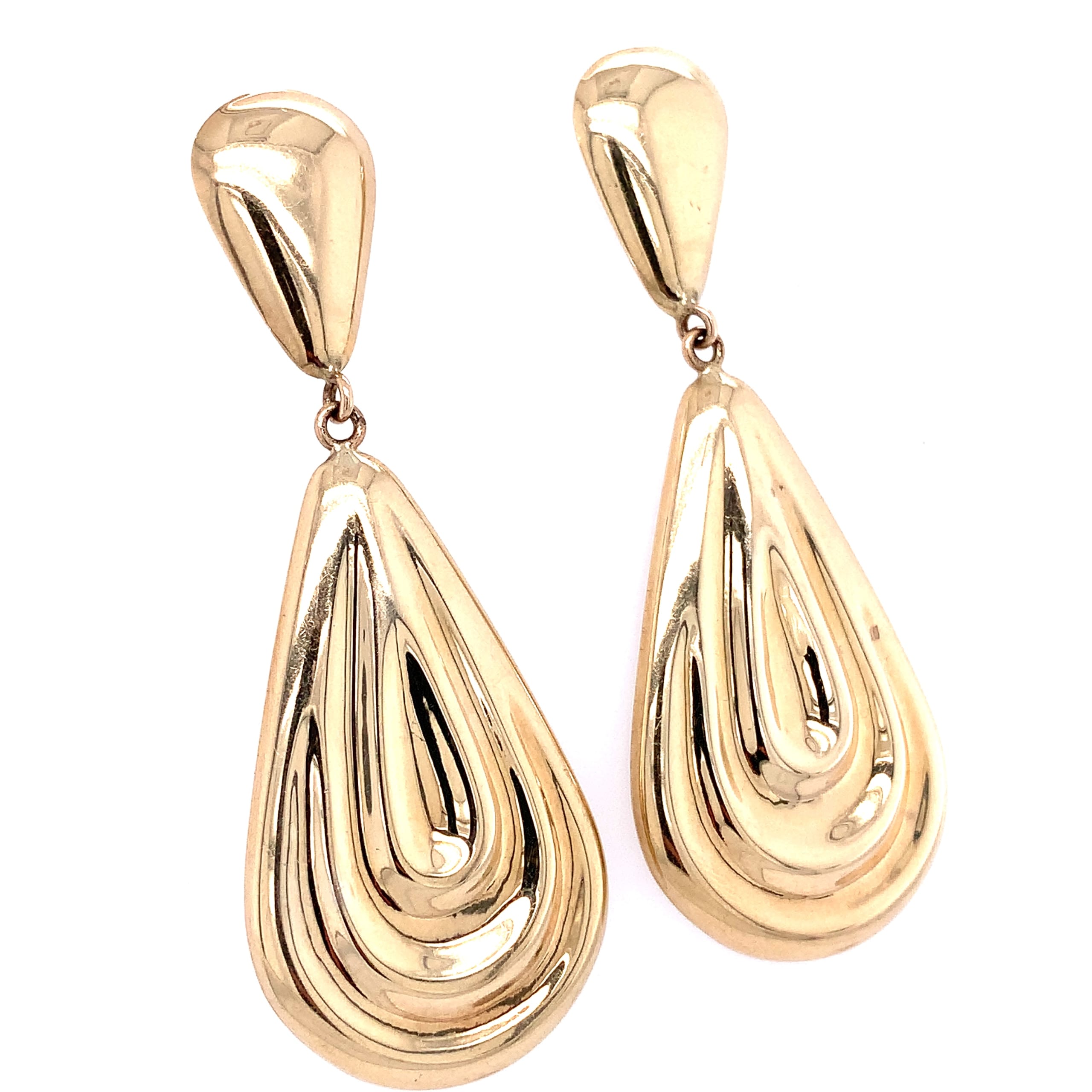 Italian Art deco teardrop stud earrings yellow gold - Image 7
