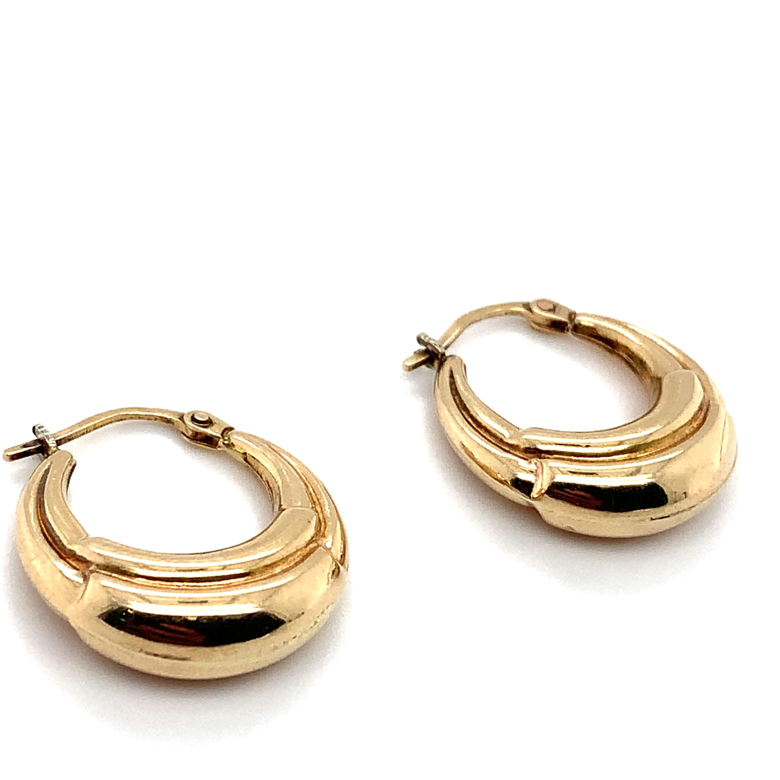 UNOAERRE Italian Art deco hoop earrings yellow gold - Image 6