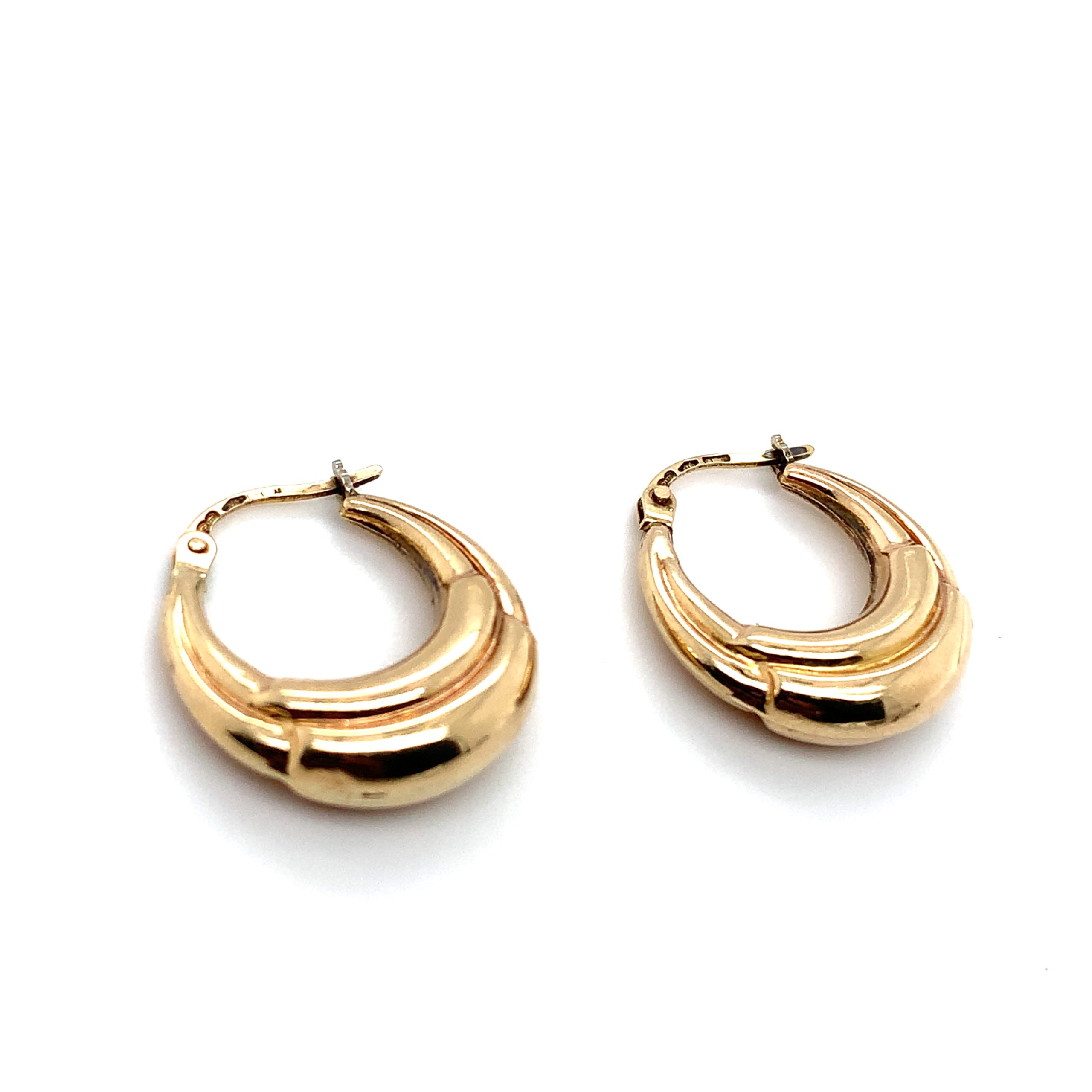 UNOAERRE Italian Art deco hoop earrings yellow gold - Image 5