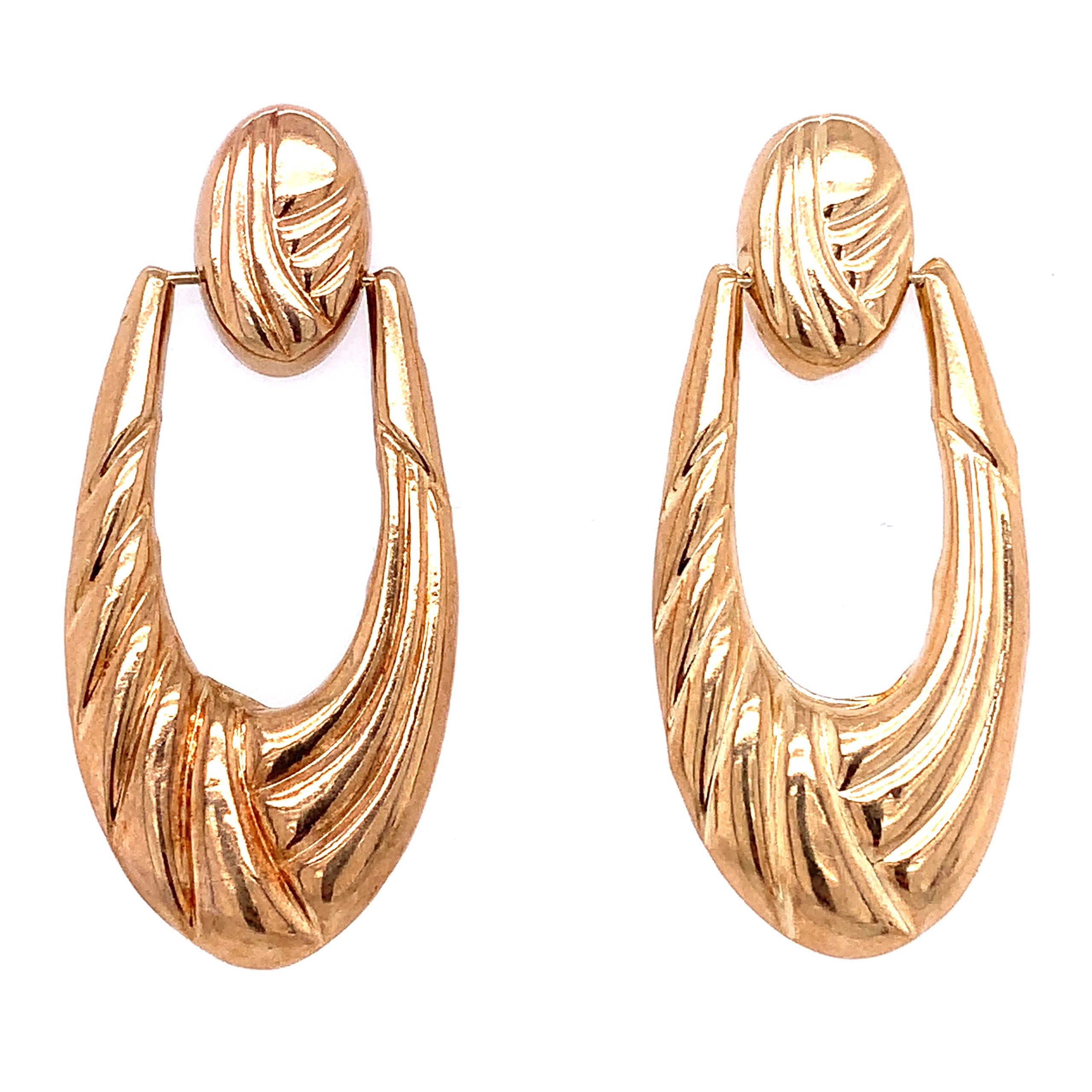 Antique vintage hoop huggie drop stud earrings 9k yellow gold