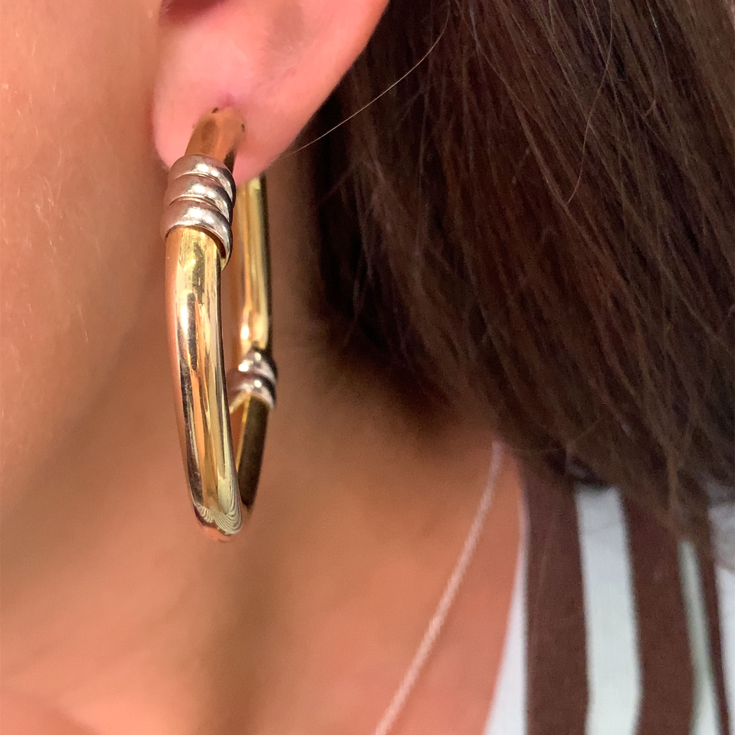 Square rhombus chunky hoop earrings 9k yellow gold
