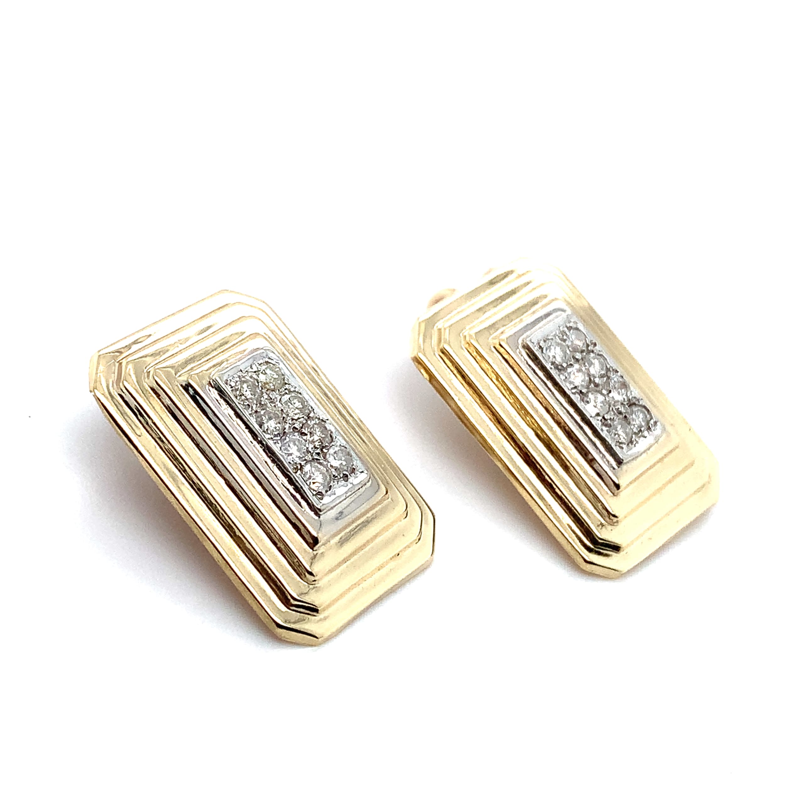 Art deco diamond leverback drop earrings yellow gold - Image 6