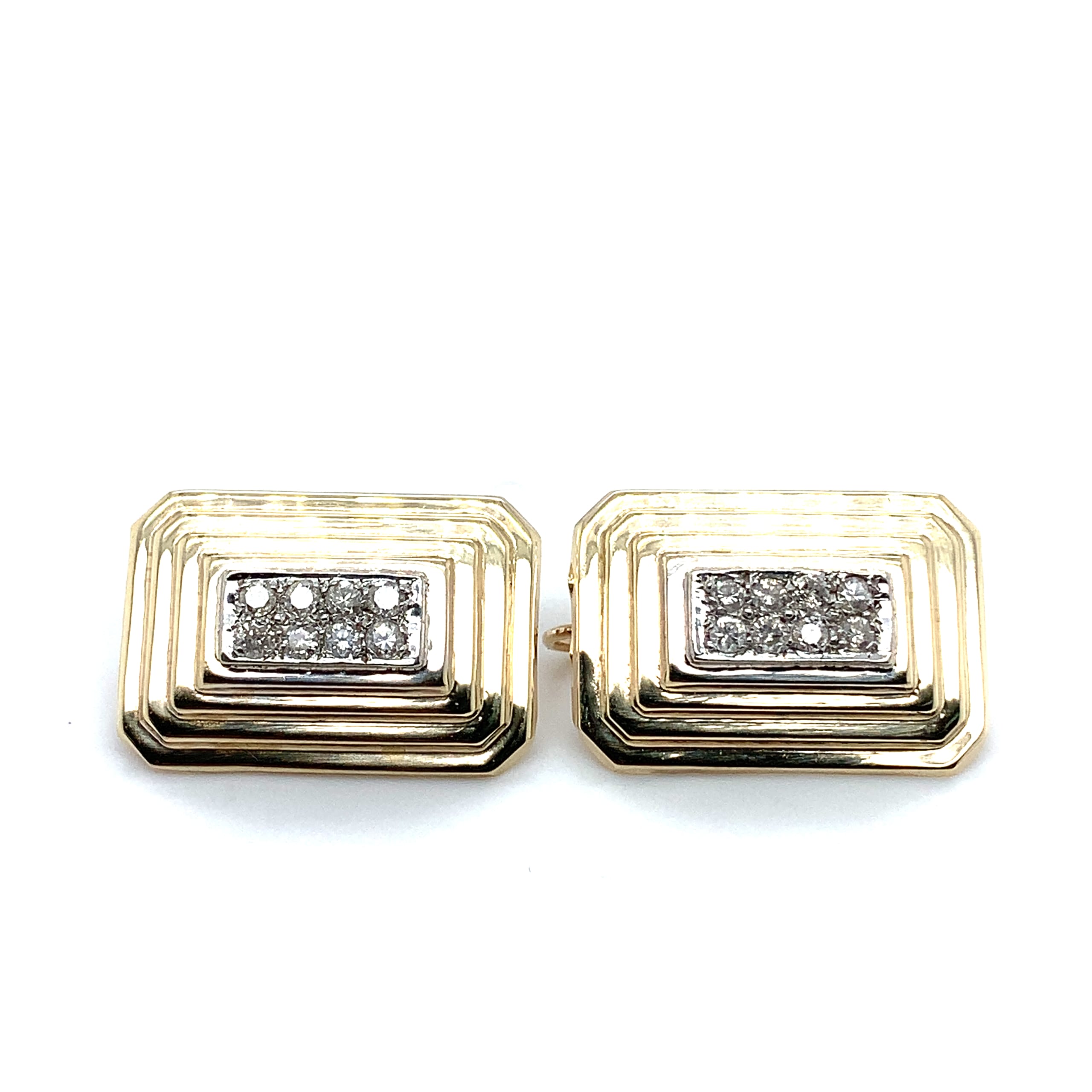 Art deco diamond leverback drop earrings yellow gold - Image 11