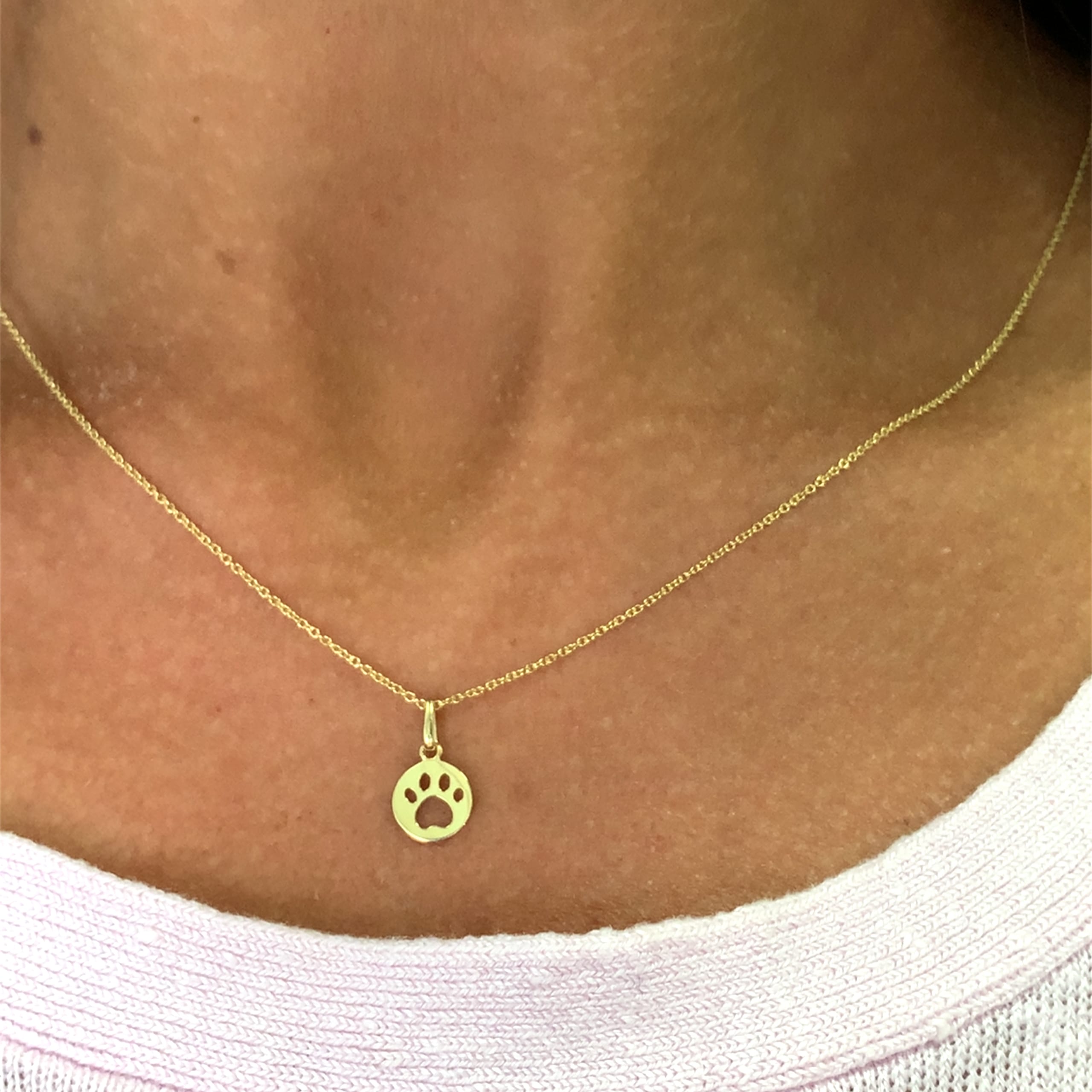 Dog Puppy Paw Pendant Yellow Gold - Image 2