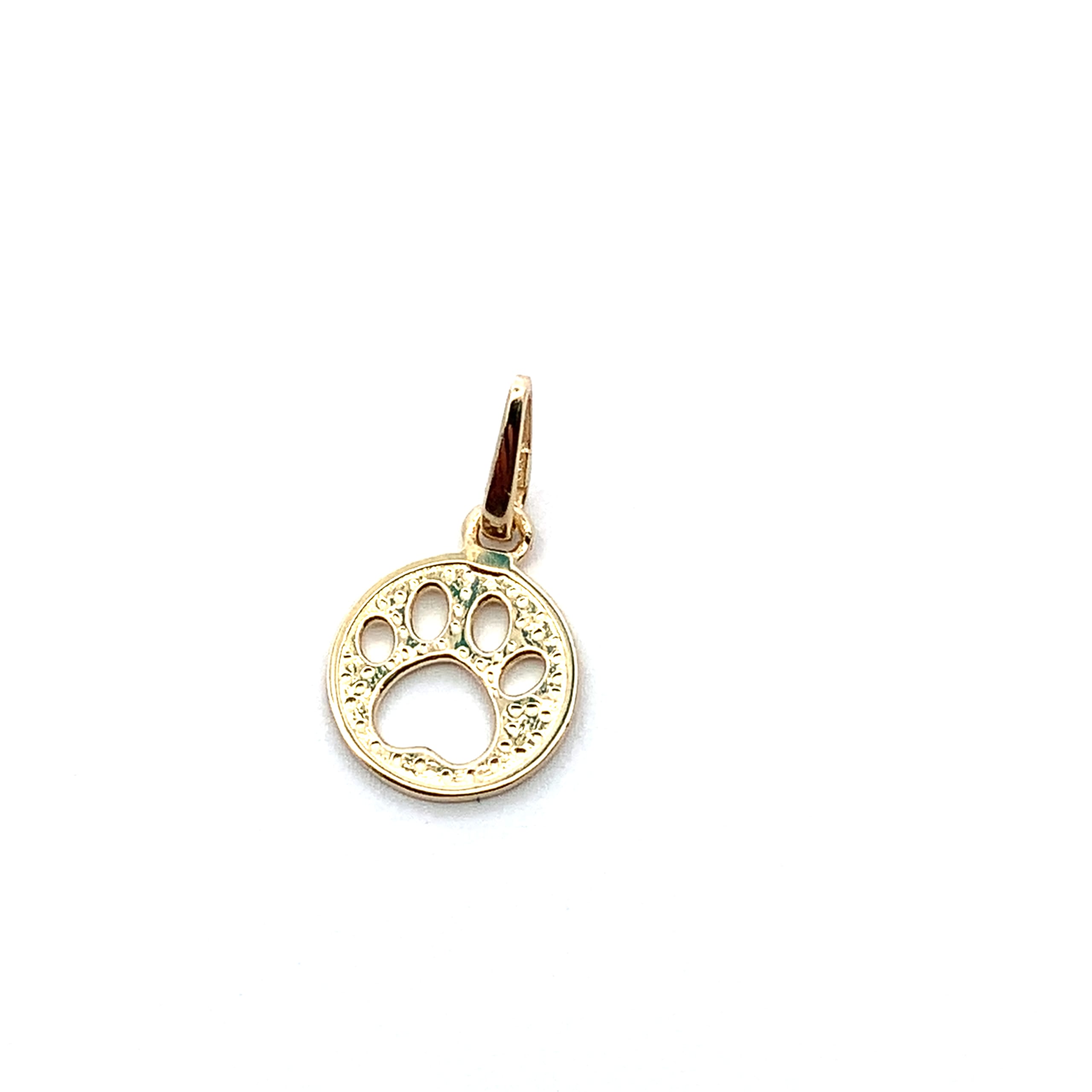 dog paw charm pendant 9k yellow gold