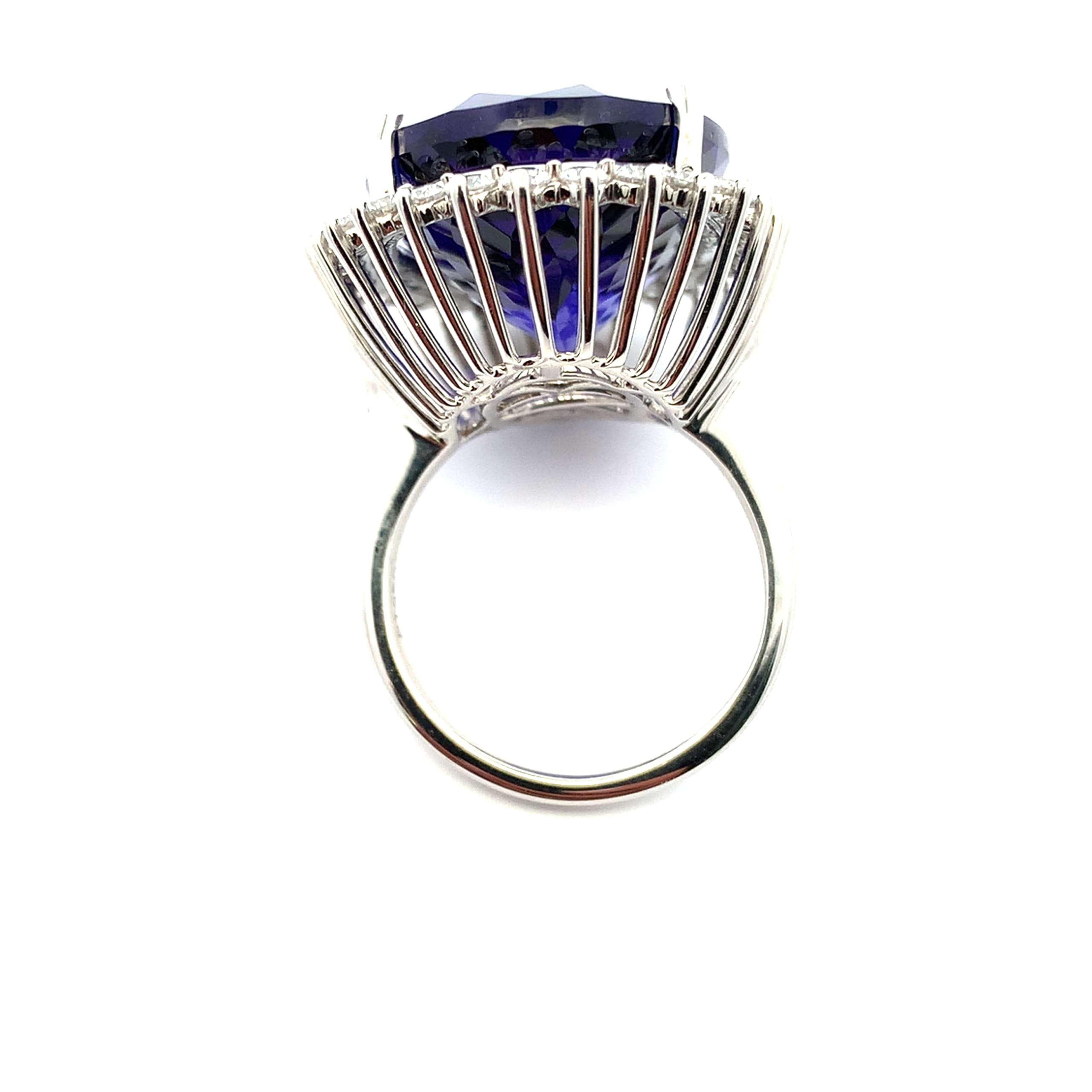Tanzanite and diamond cluster cocktail ring platinum - Image 5