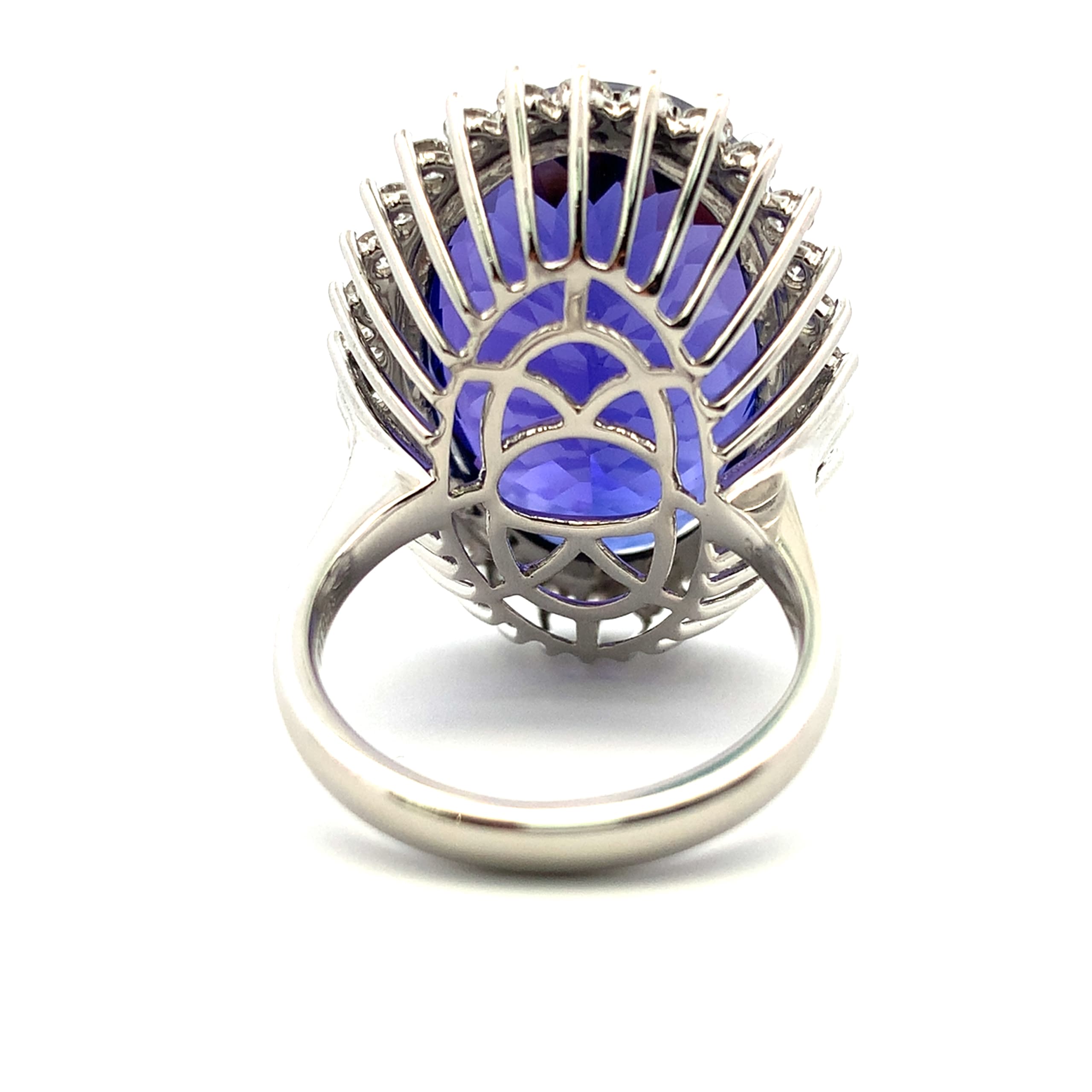 Tanzanite and diamond cluster cocktail ring platinum - Image 4