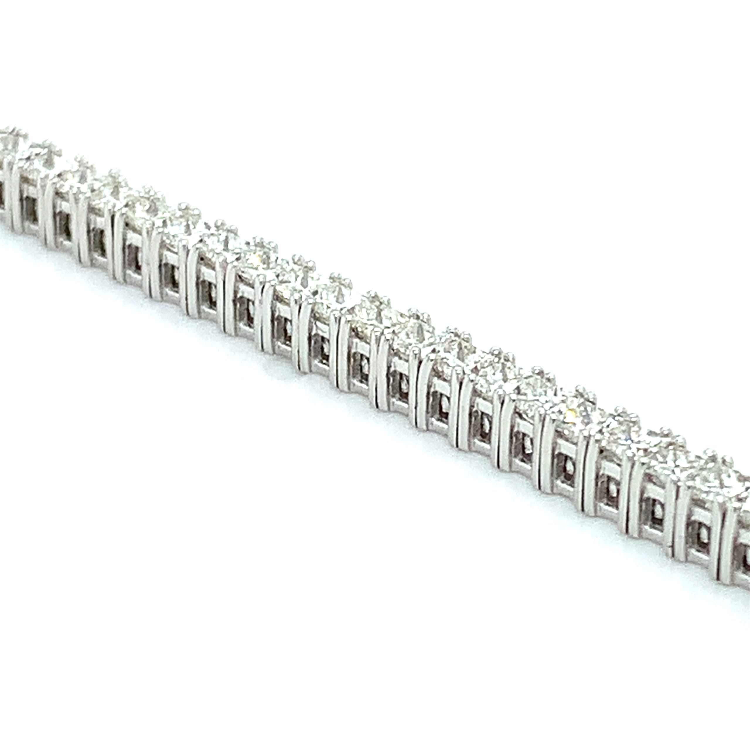 Princess diamond tennis bracelet 18k white gold - Image 7