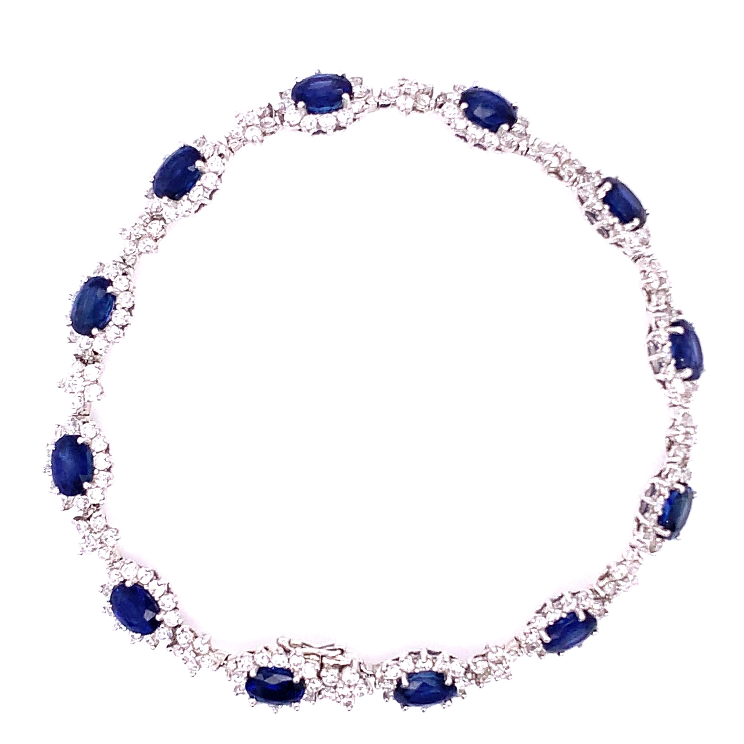 Sapphire and diamond bracelet 18k white gold