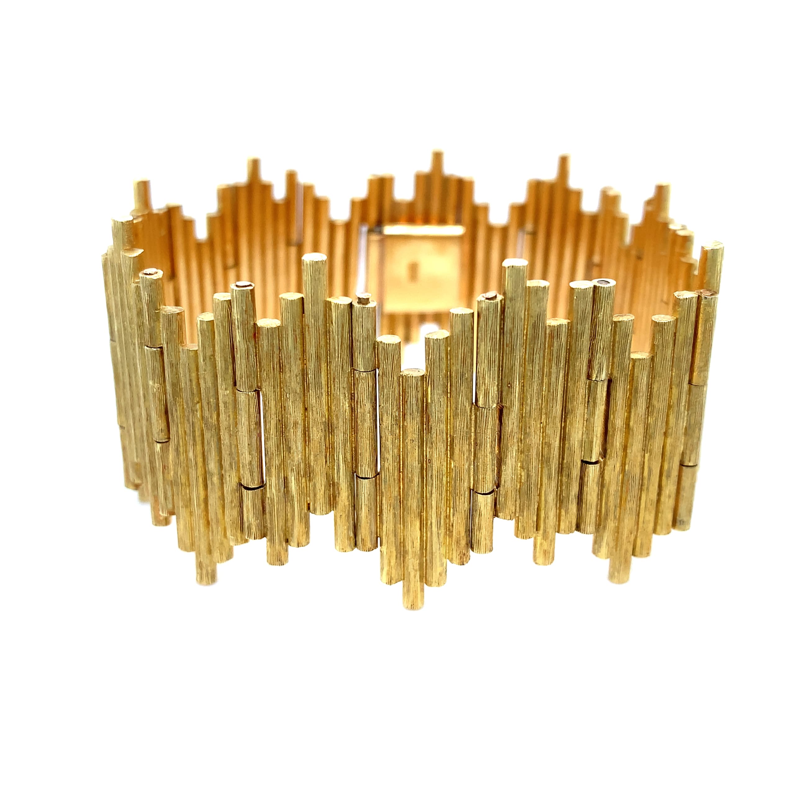 18K Yellow gold Italian bracelet chunky art deco style - Image 4