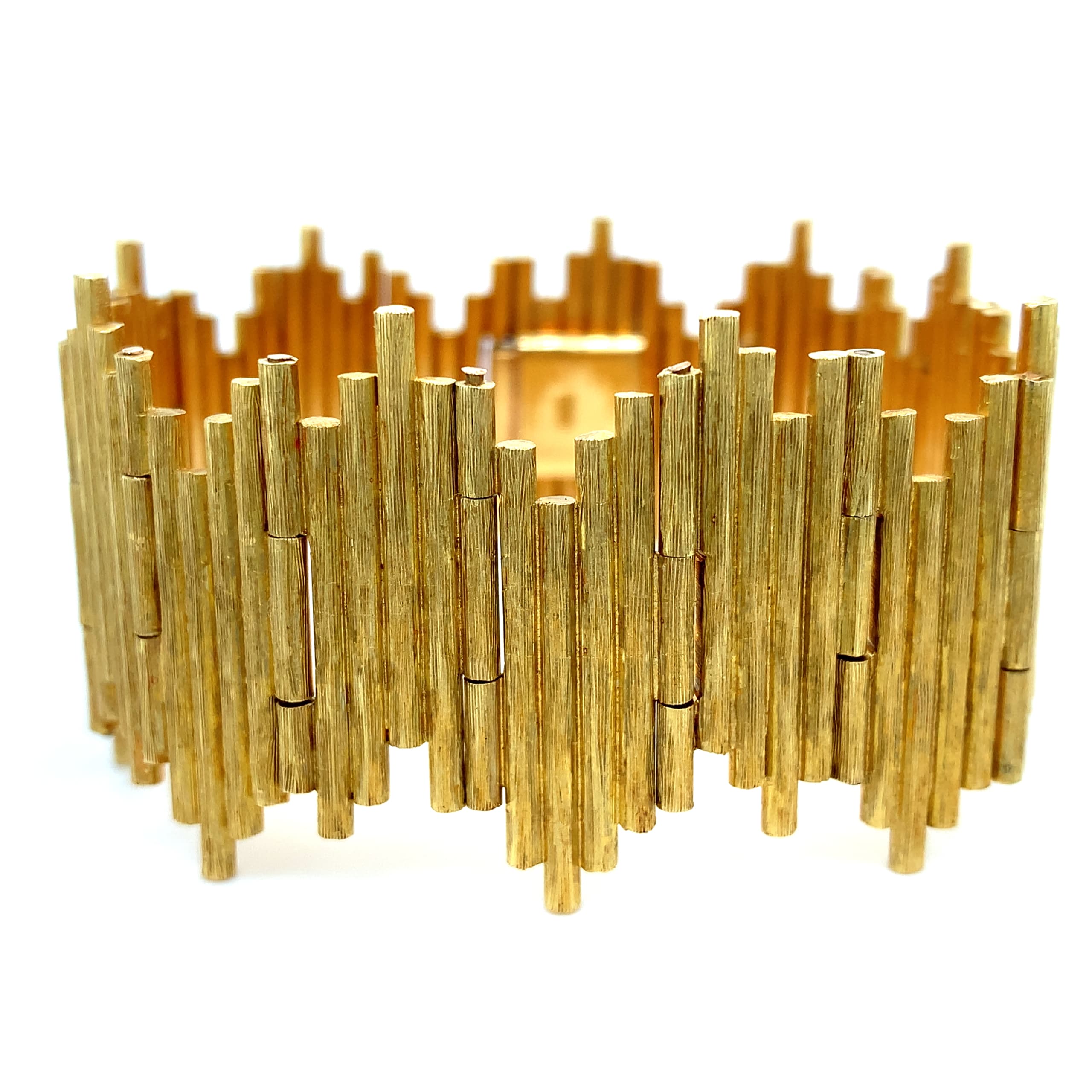18K Yellow gold Italian bracelet chunky art deco style - Image 5