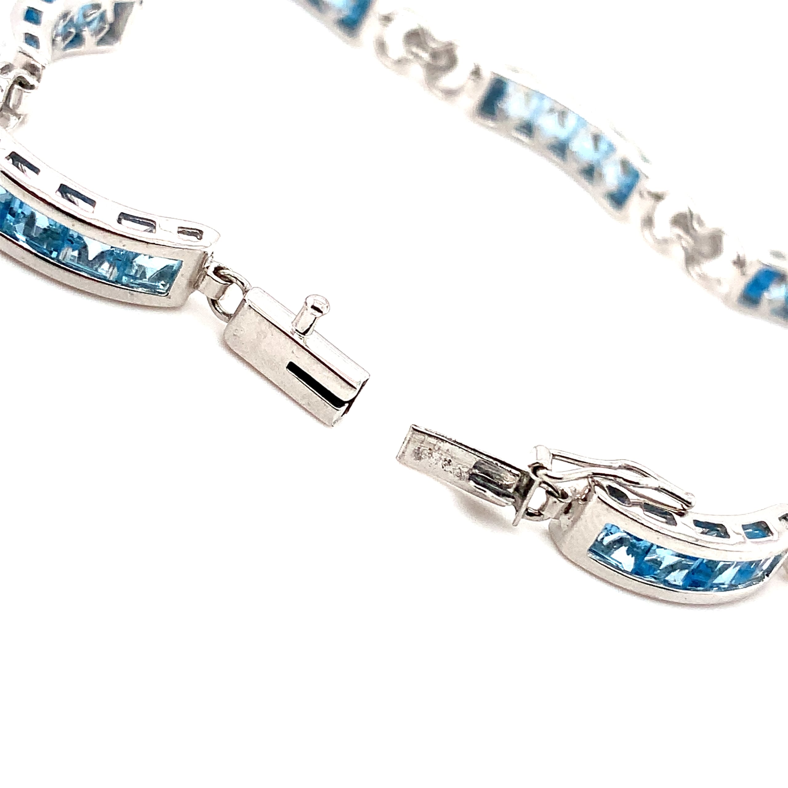 Blue topaz tennis bracelet art deco 10k white gold - Image 8